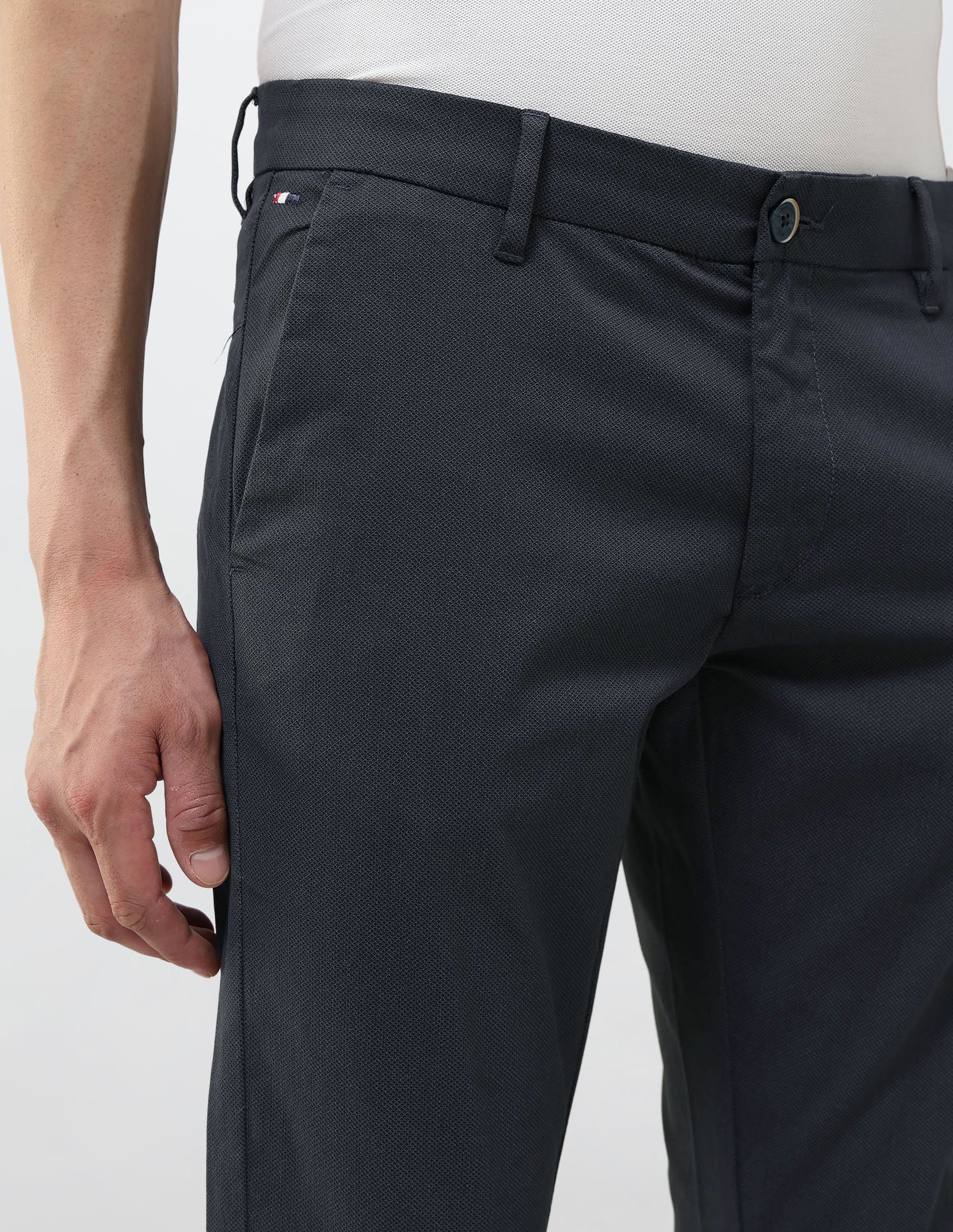 Textured Slim Fit Trousers Navy - U.S. POLO ASSN. | Large