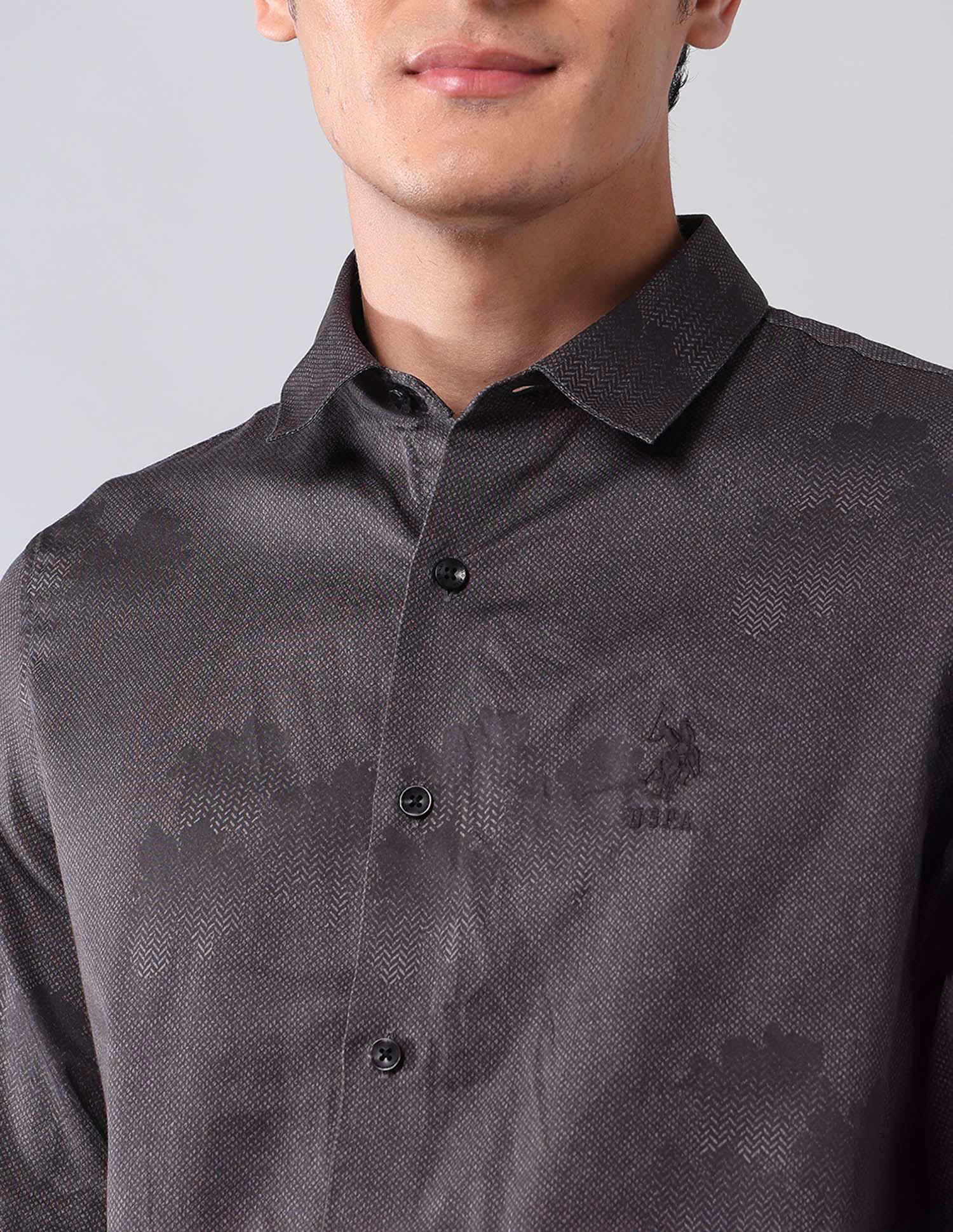 All-Over Printed Pure Cotton Shirt Wine - U.S. Polo Assn. India | Large