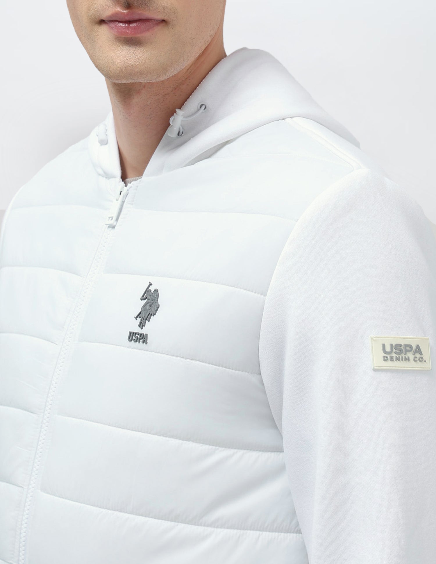 Solid Regular Fit Puffer Jacket Ivory - U.S. POLO ASSN. | Large