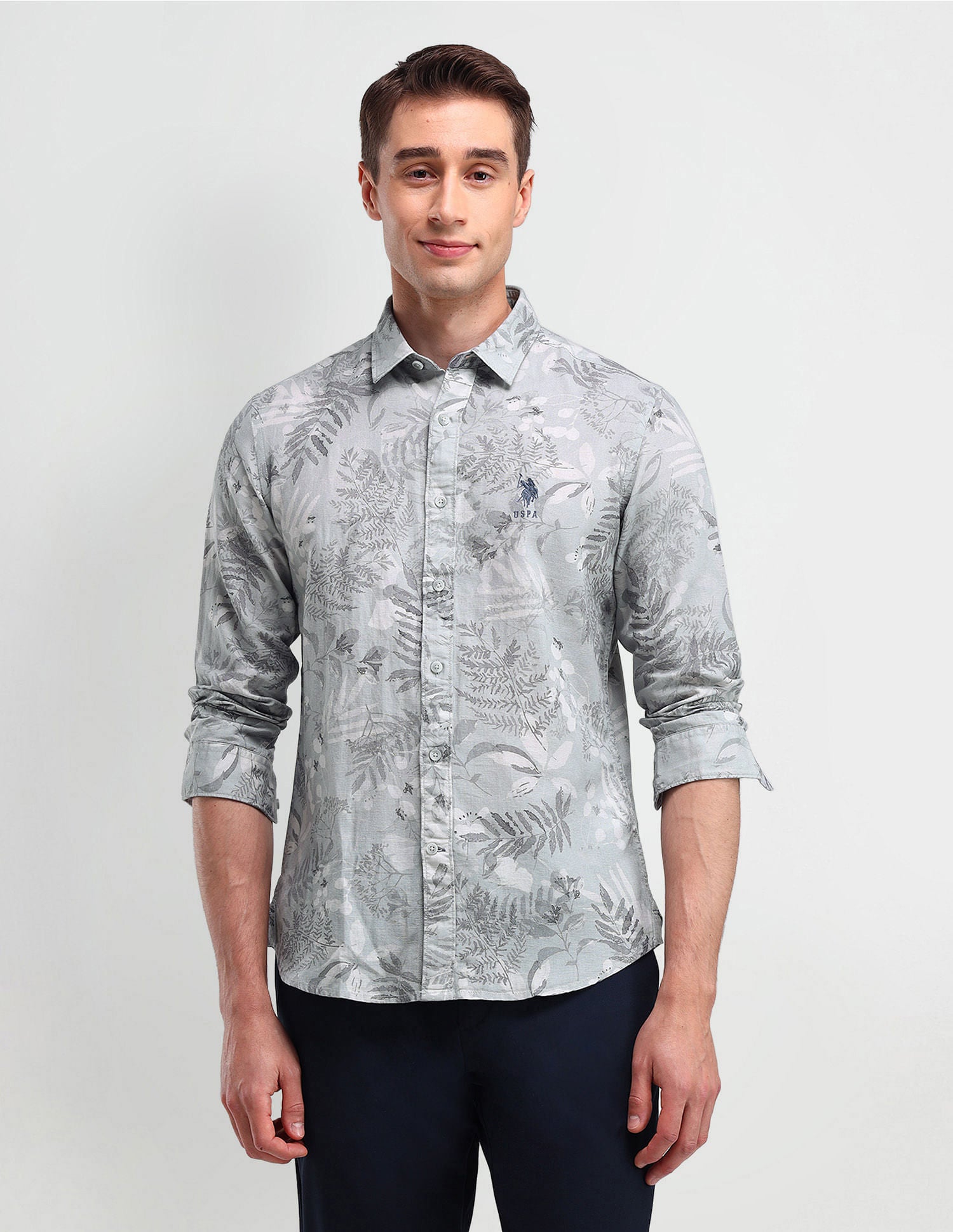 Slim Fit All-over Shirt Grey - U.S. POLO ASSN. | Large