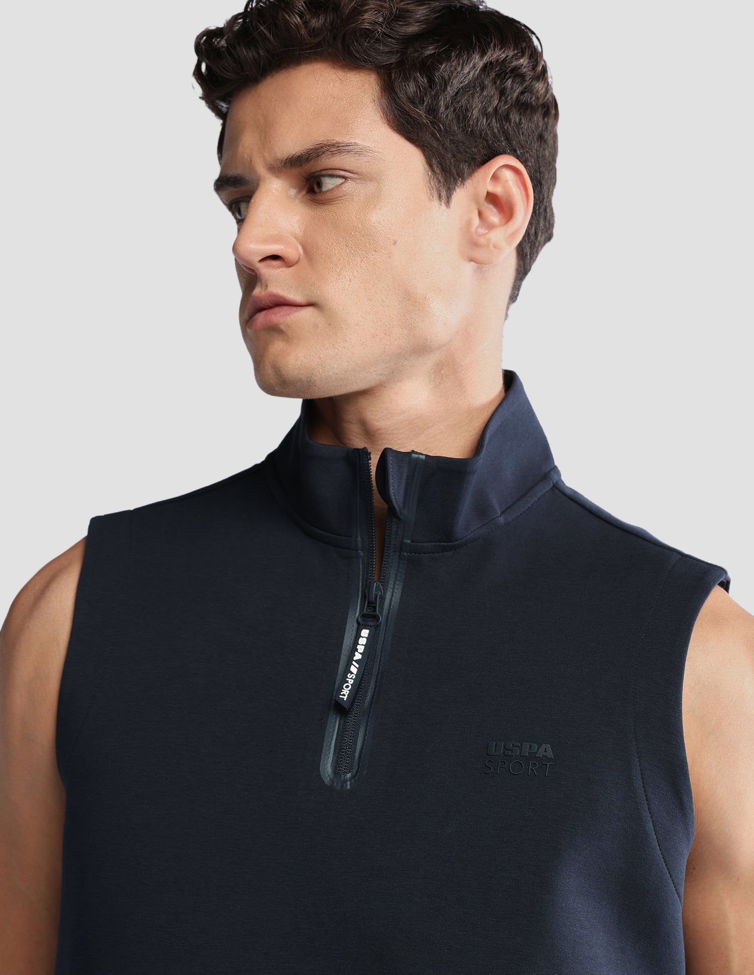 Solid Regular Fit Active Sweatshirt Navy - U.S. Polo Assn. India | Large