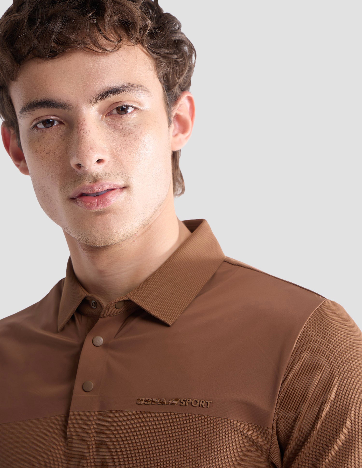 Textured Slim Fit Active Polo Shirt Khaki - U.S. Polo Assn. India | Large