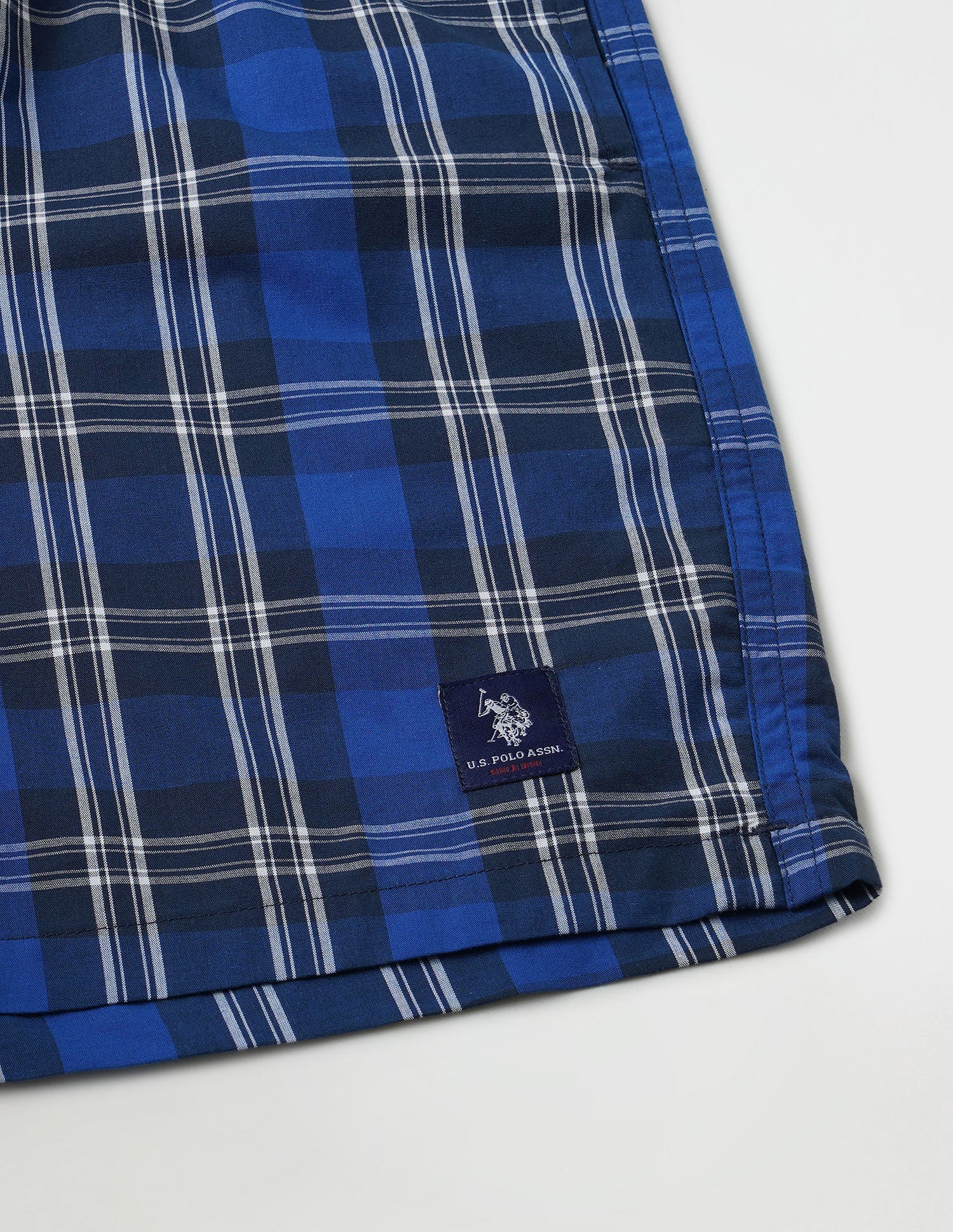 Checkered Cotton Twill EX002 Boxers - Pack Of 1 Navy, True Blue and White - U.S. POLO ASSN. | Large