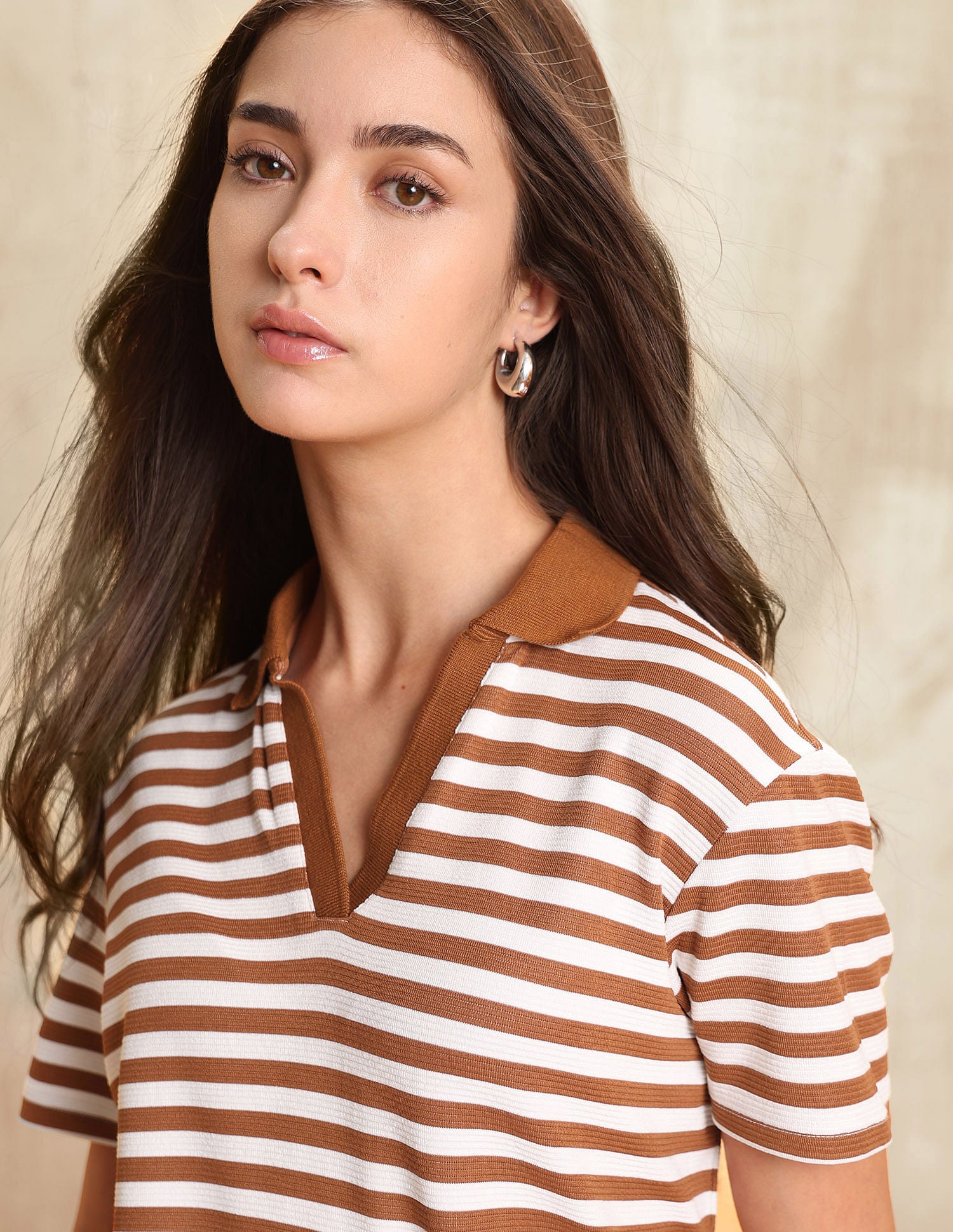 Relaxed Fit Vertical Striped Polo Shirt Brown - U.S. Polo Assn. India | Large