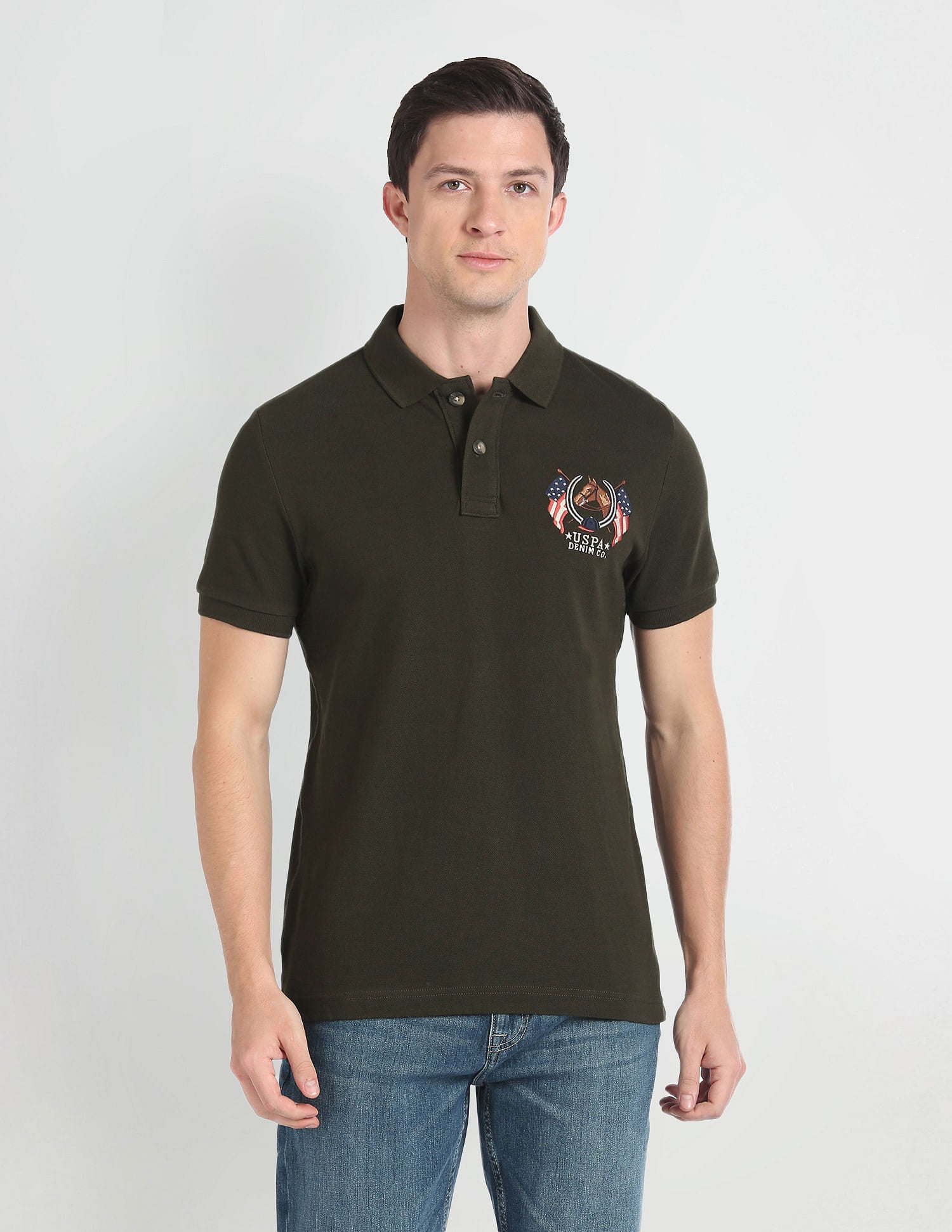 Solid Pique Polo Shirt Green - U.S. Polo Assn. India | Large