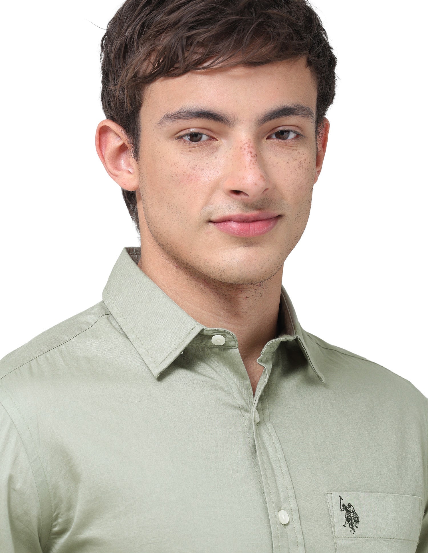 Tailored Fit Twill Shirt Light Green - U.S. Polo Assn. India | Large