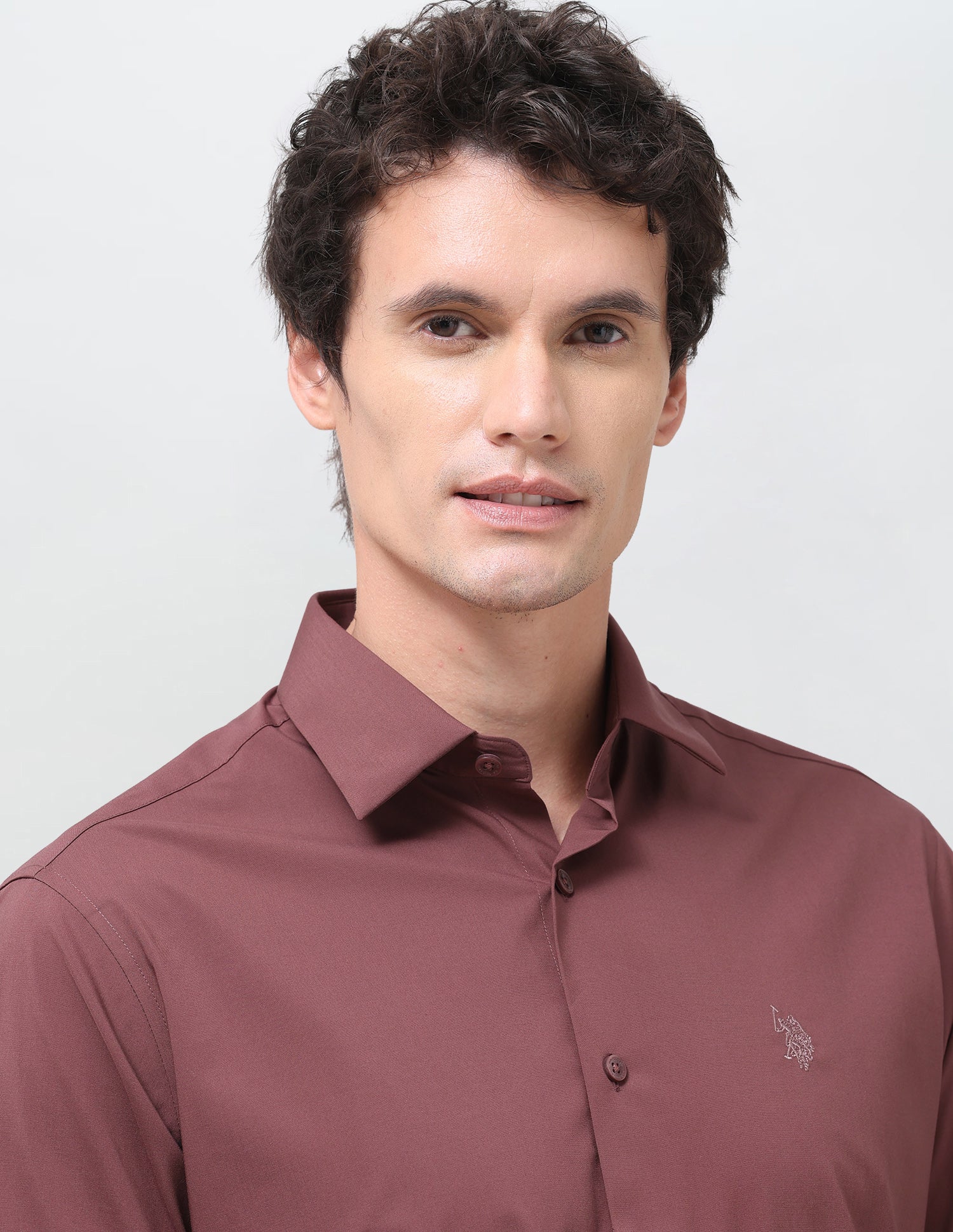Solid Regular Fit Shirt Maroon - U.S. Polo Assn. India | Large