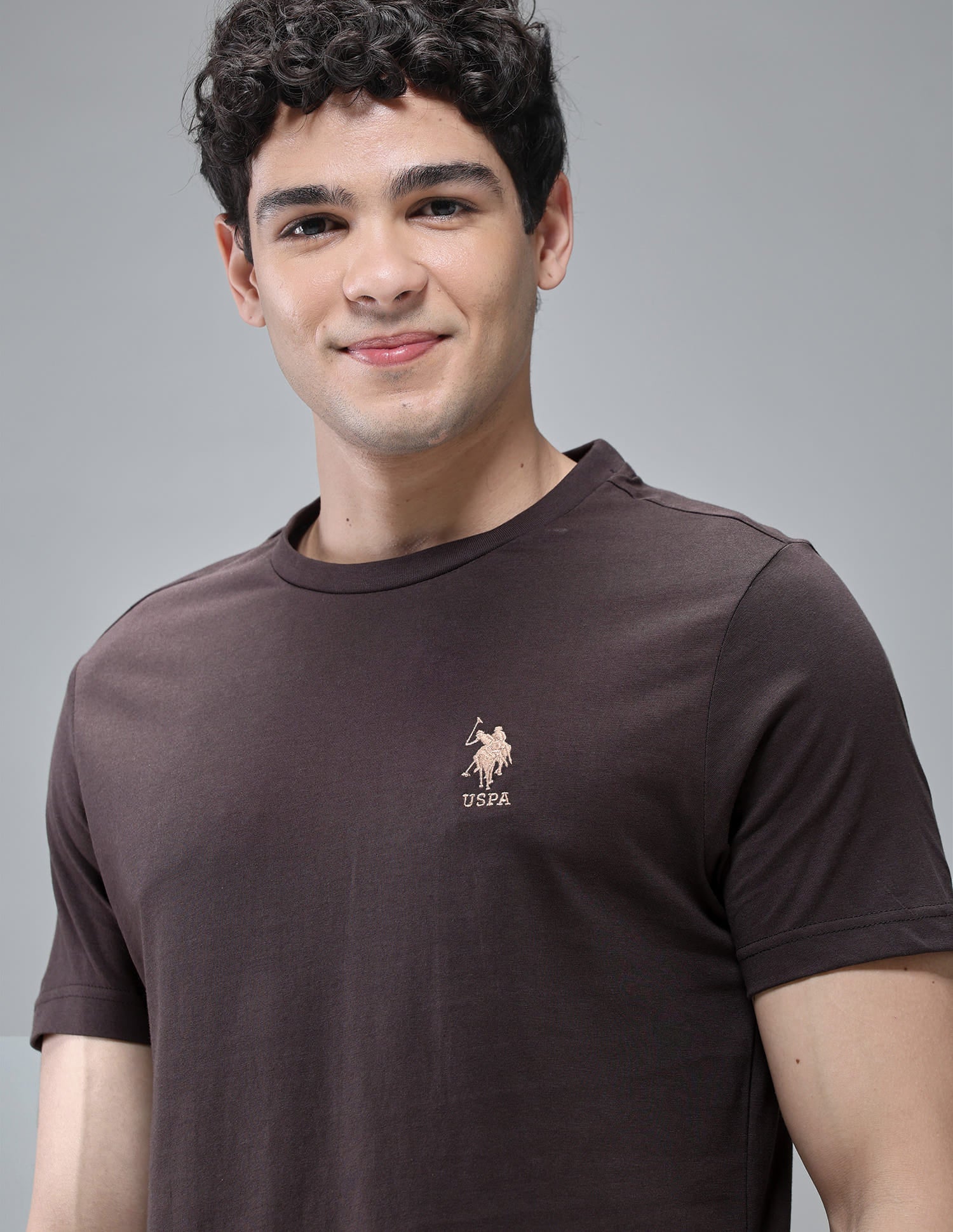 Pure Cotton Comfort Fit I633 Lounge T-Shirt - Pack Of 1 Choco - U.S. Polo Assn. India | Large