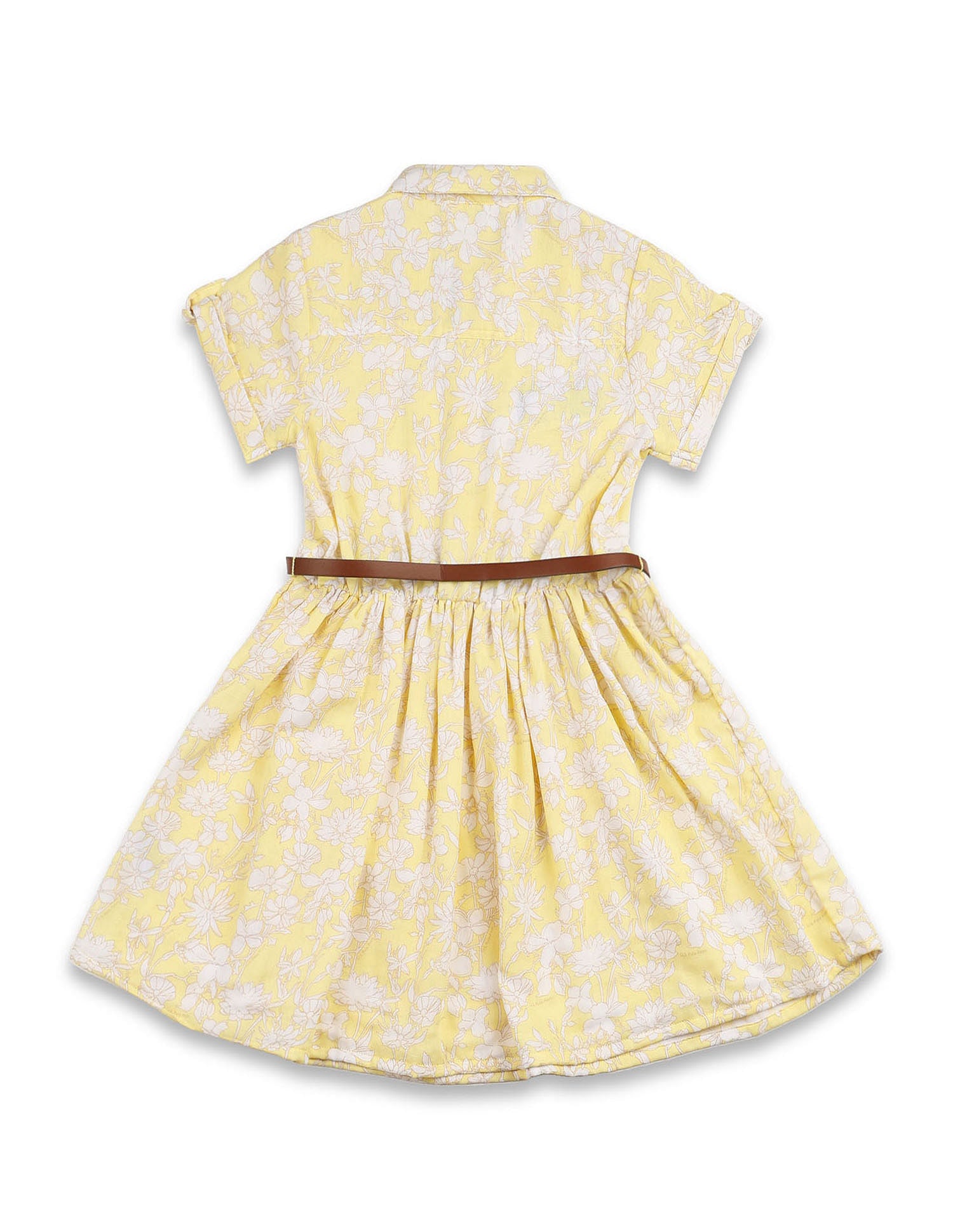 Girls Floral Printed Fit & Flare Dress Light Yellow - U.S. Polo Assn. India | Large