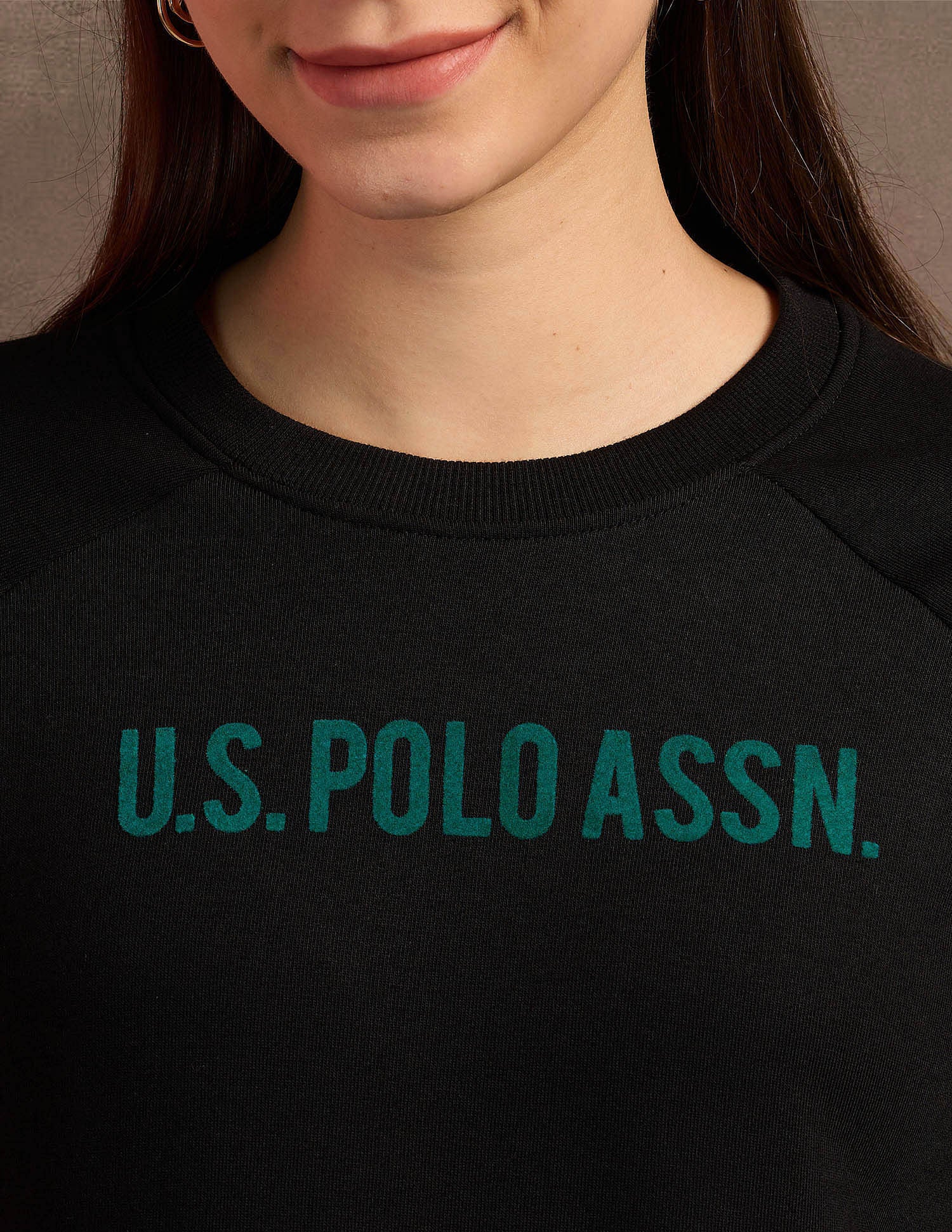 Raglan Sleeve Foil Print Sweatshirt Black - U.S. POLO ASSN. | Large