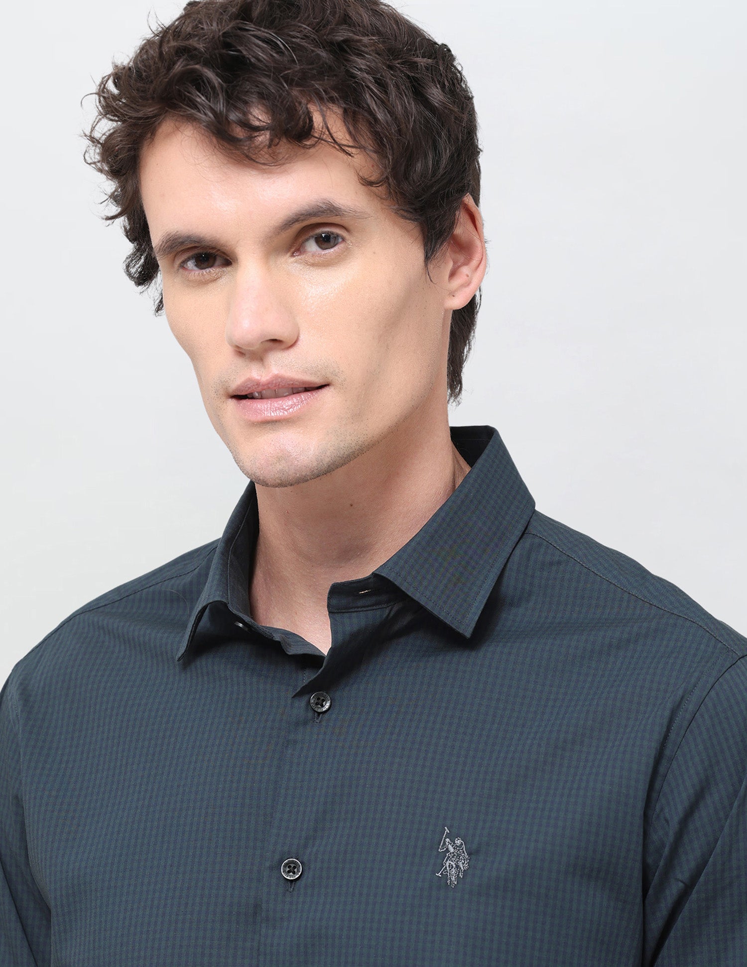 Vertical Striped Poplin Shirt Teal - U.S. Polo Assn. India | Large