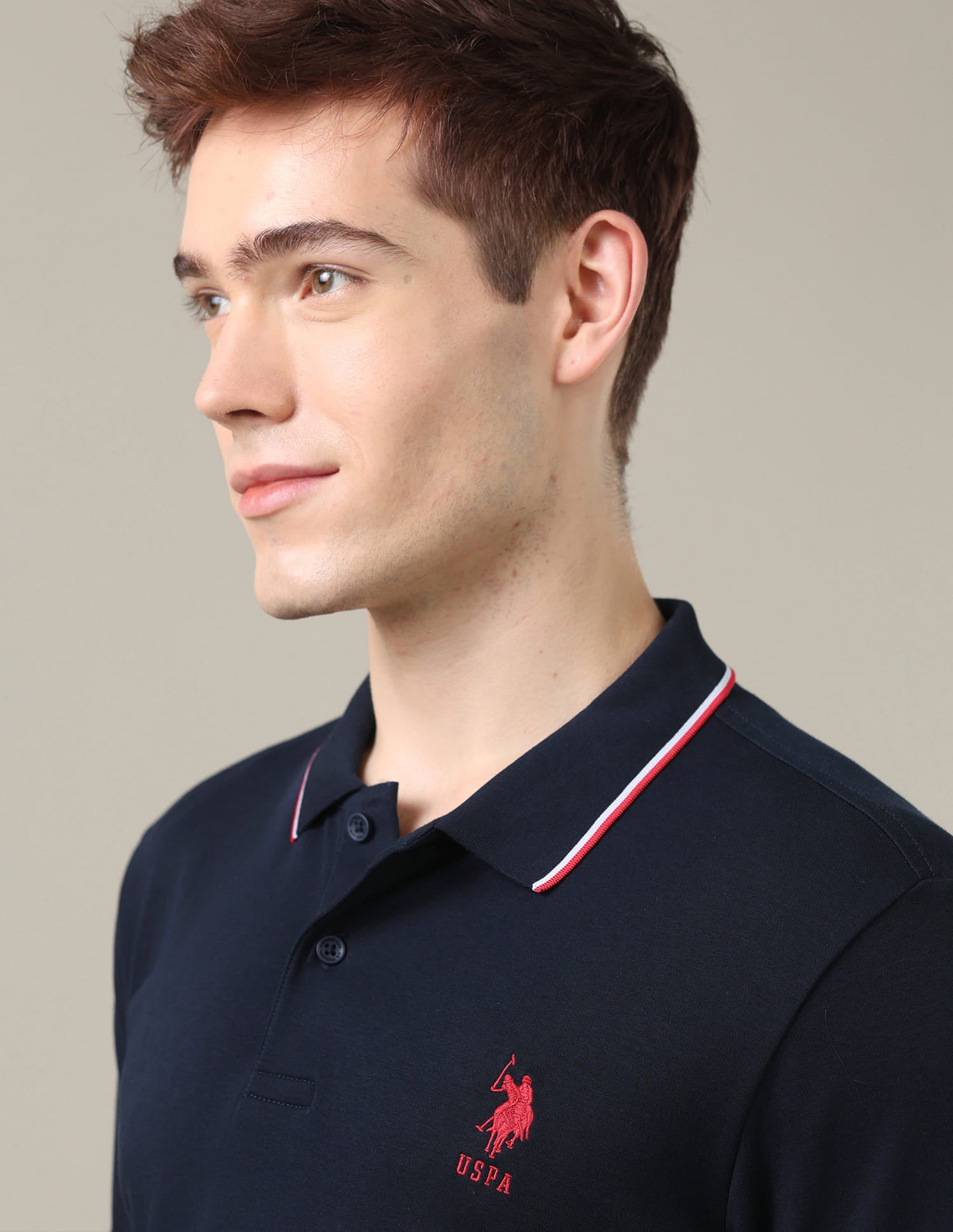 Solid Slim Fit Polo Shirt Blue - U.S. Polo Assn. India | Large
