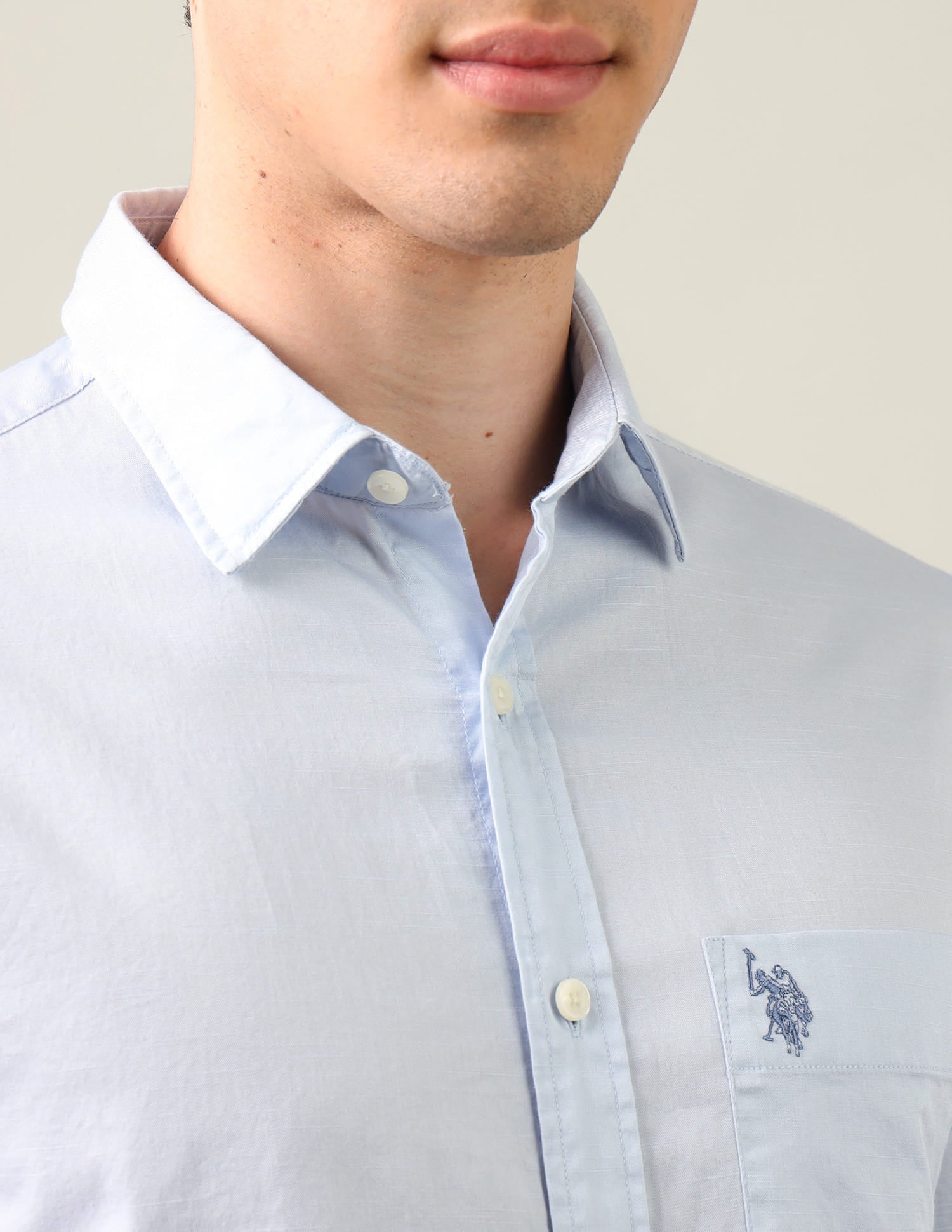 Tailored Fit Twill Shirt Blue - U.S. Polo Assn. India | Large