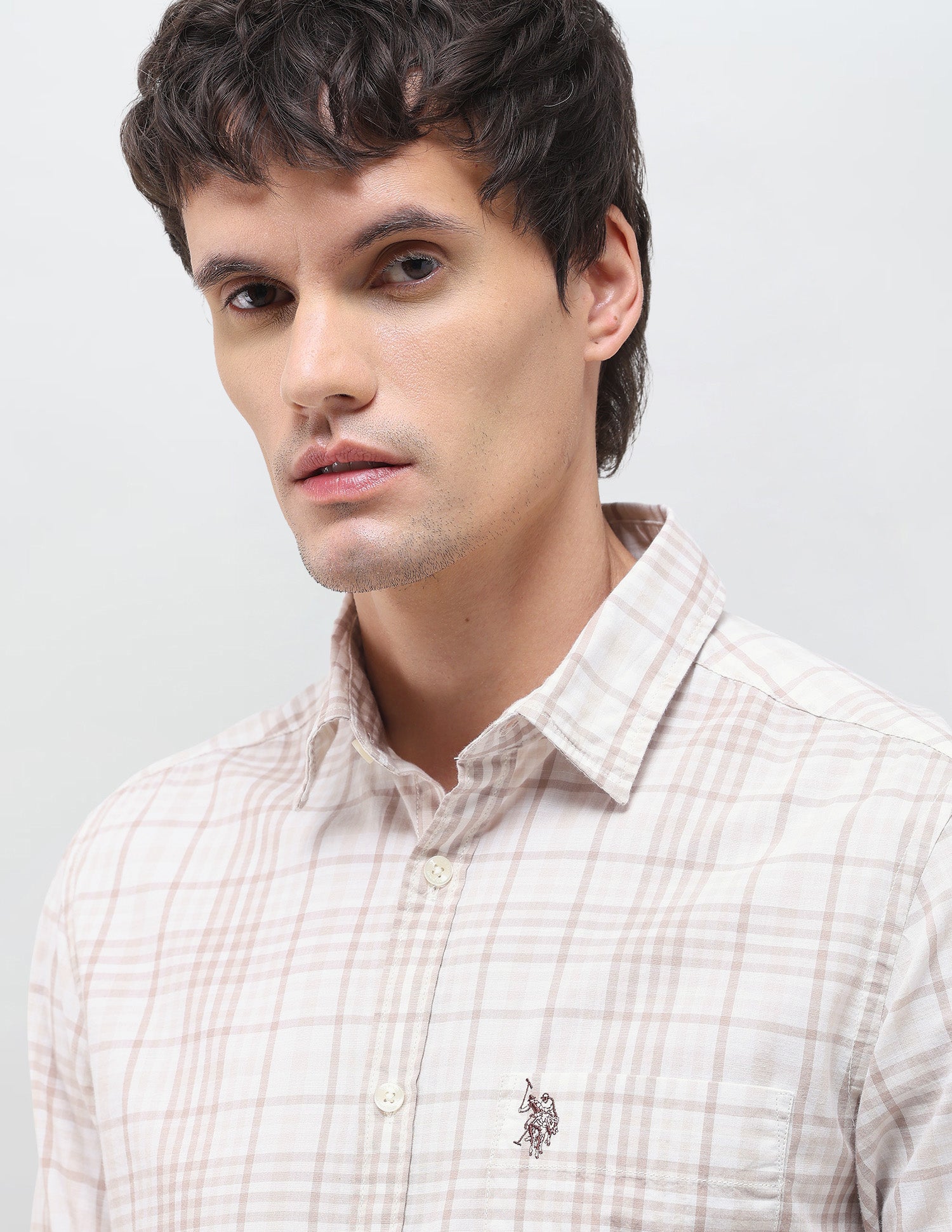 Tartan Checked Regular Fit Shirt Beige - U.S. Polo Assn. India | Large