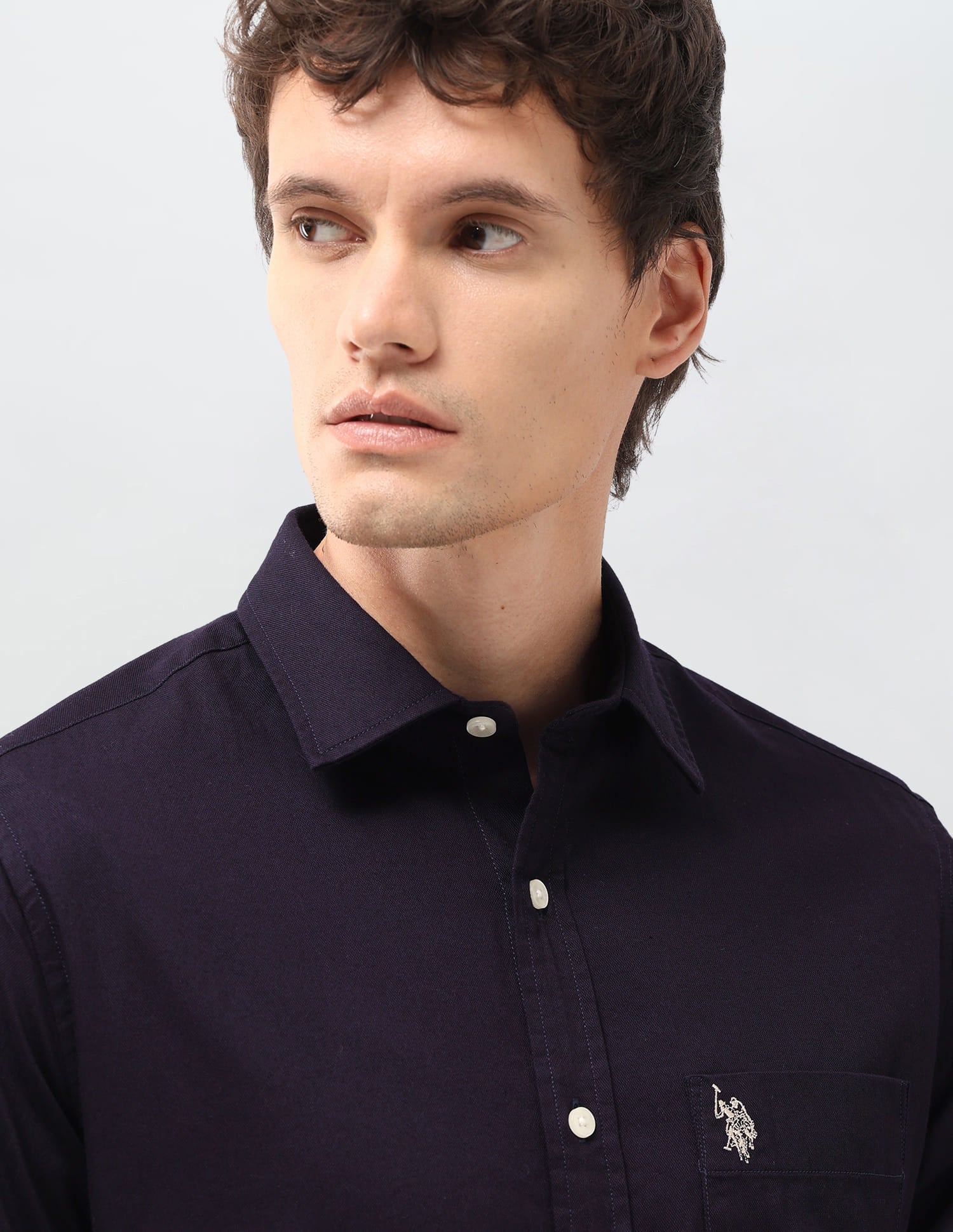 Solid Tailored Fit Shirt Purple - U.S. Polo Assn. India | Large