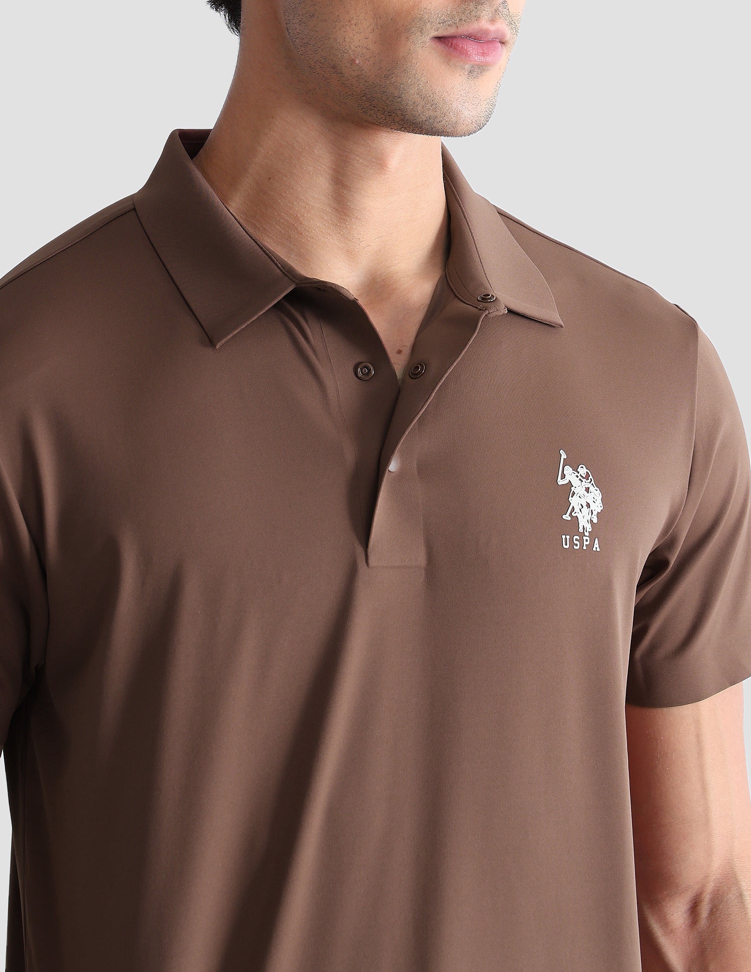 Brand Embossed Active Polo Shirt Brown - U.S. POLO ASSN. | Large