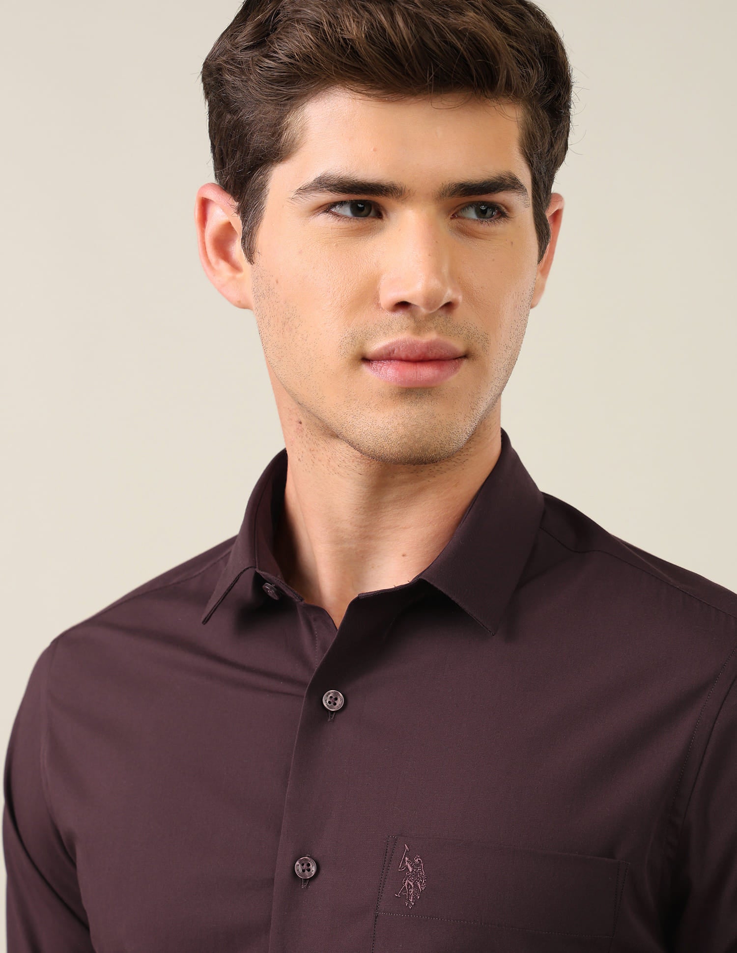Solid Tailored Fit Shirt Purple - U.S. Polo Assn. India | Large
