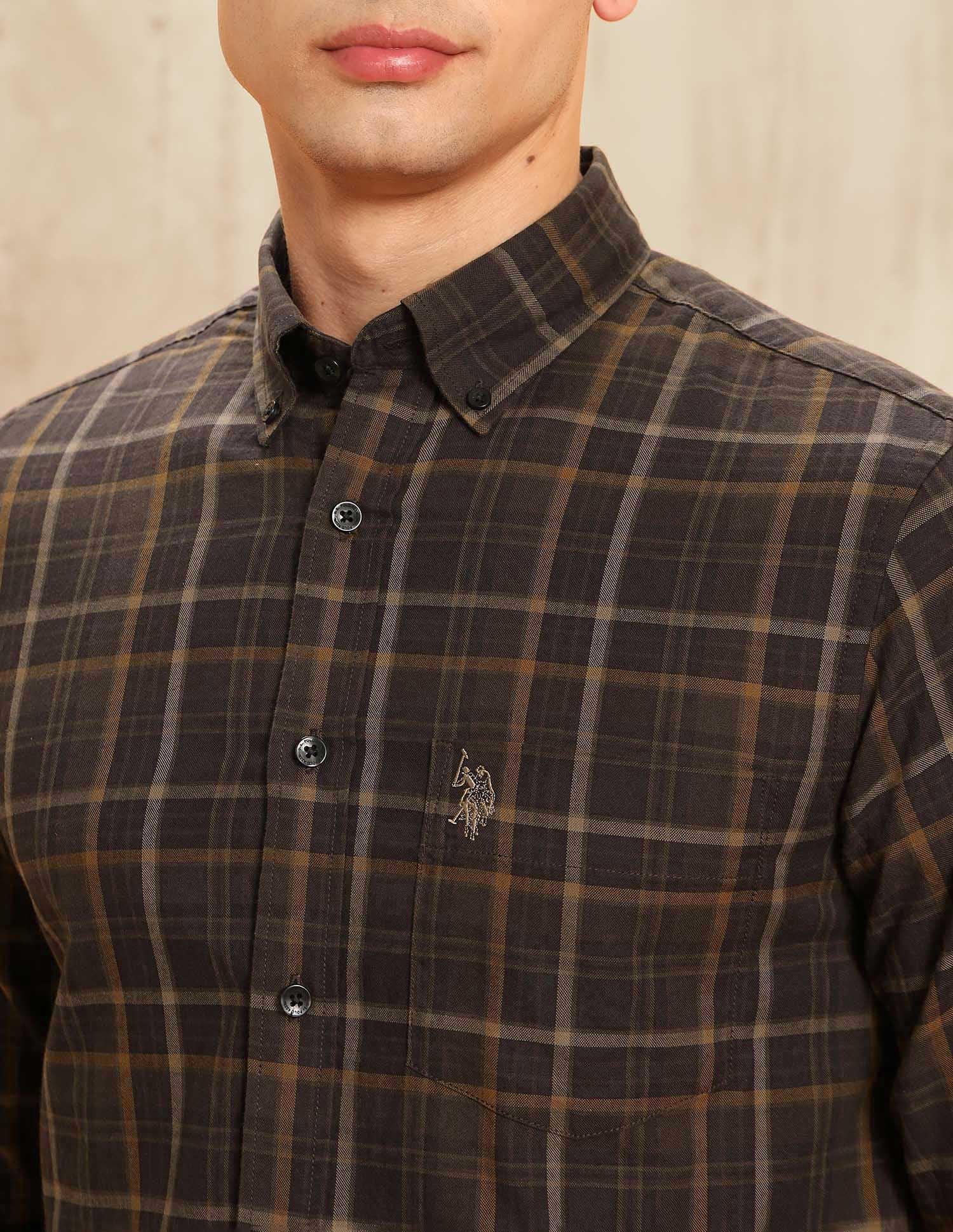 Tartan Checked Tailored Fit Shirt Brown - U.S. POLO ASSN. | Large