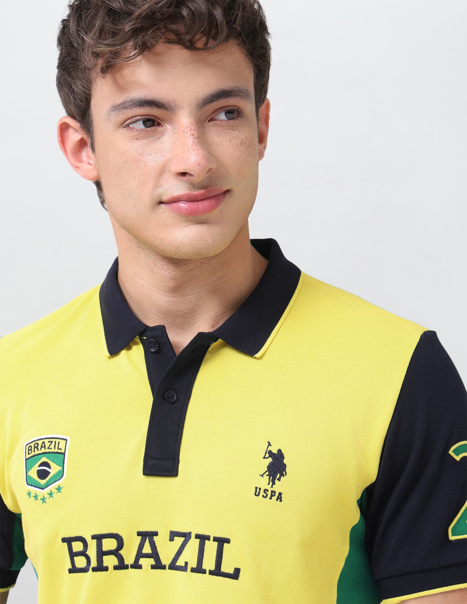 Colourblocked Slim Fit Polo Shirt Yellow - U.S. Polo Assn. India | Large