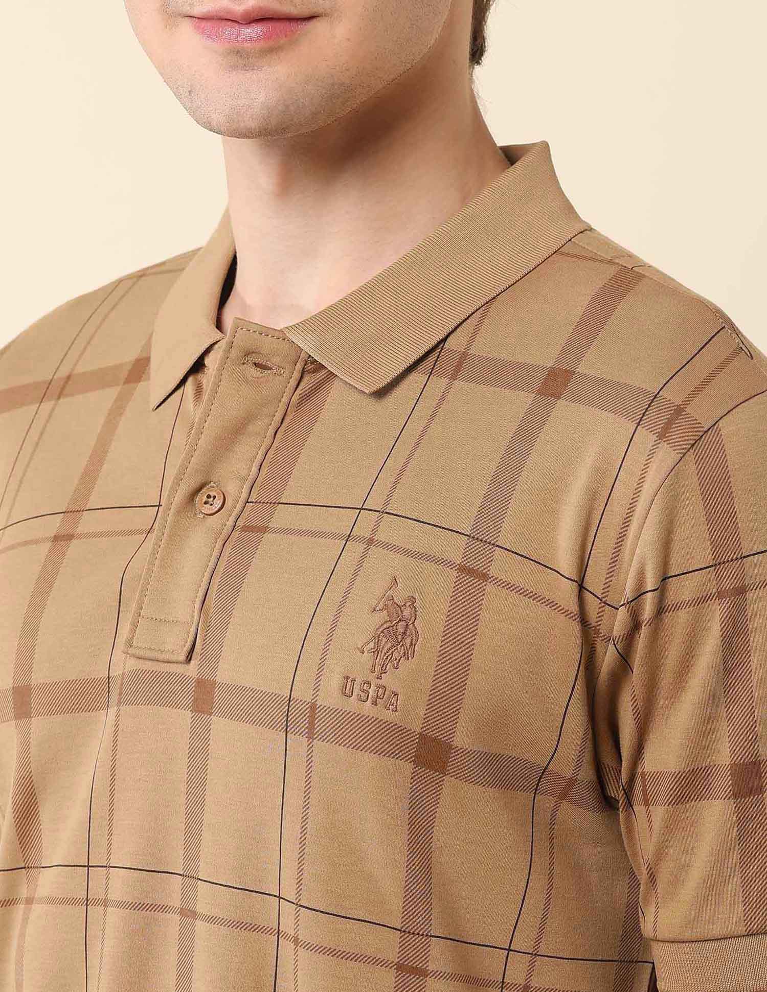 Slim Fit Modern Monochrome Polo Shirt Beige - U.S. Polo Assn. India | Large