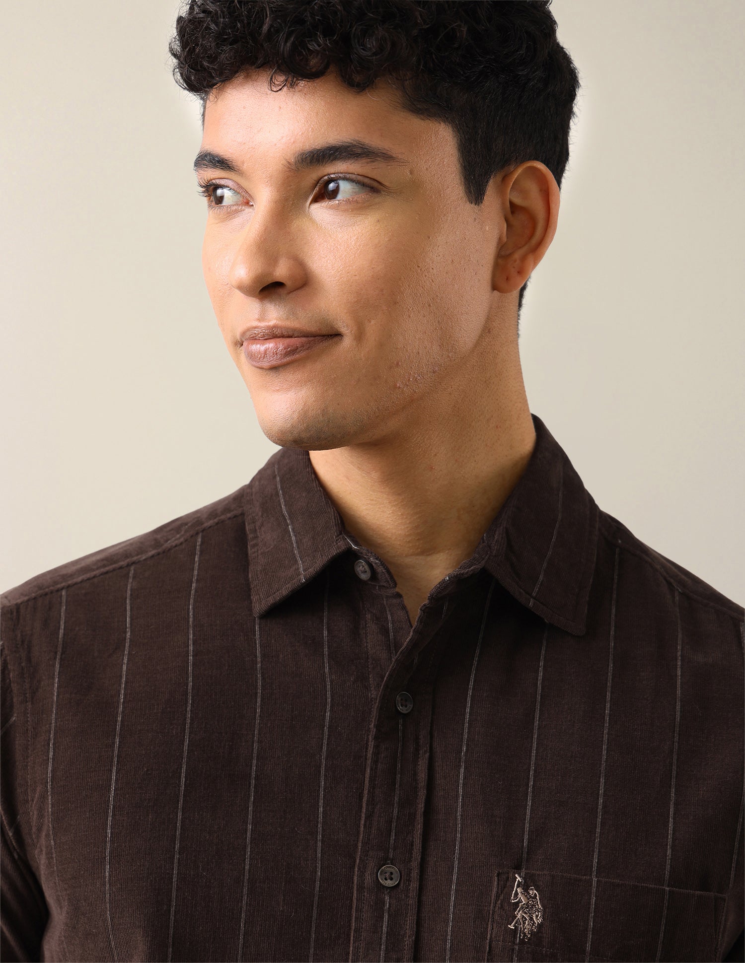 Corduroy Vertical Striped Shirt Choco - U.S. Polo Assn. India | Large