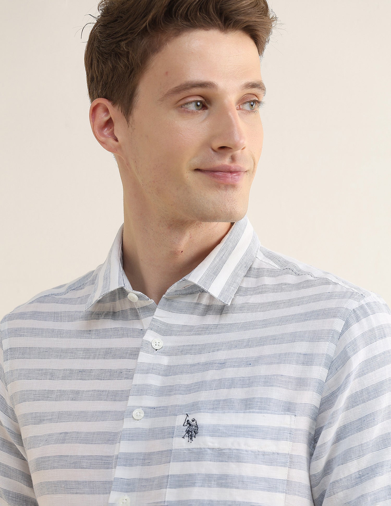 Horizontal Striped Regular Fit Shirt Teal - U.S. Polo Assn. India | Large