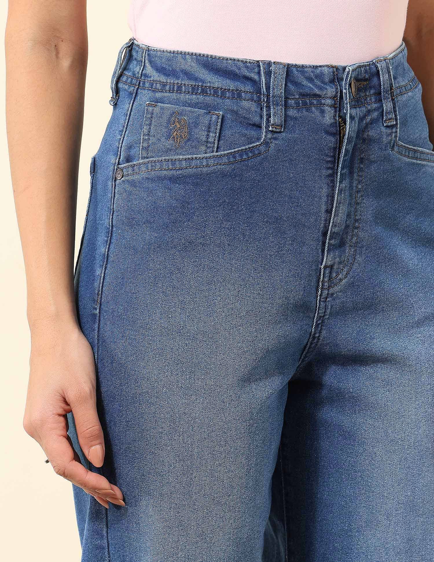 High Rise Carrot Fit Jeans Beige - U.S. POLO ASSN. | Large