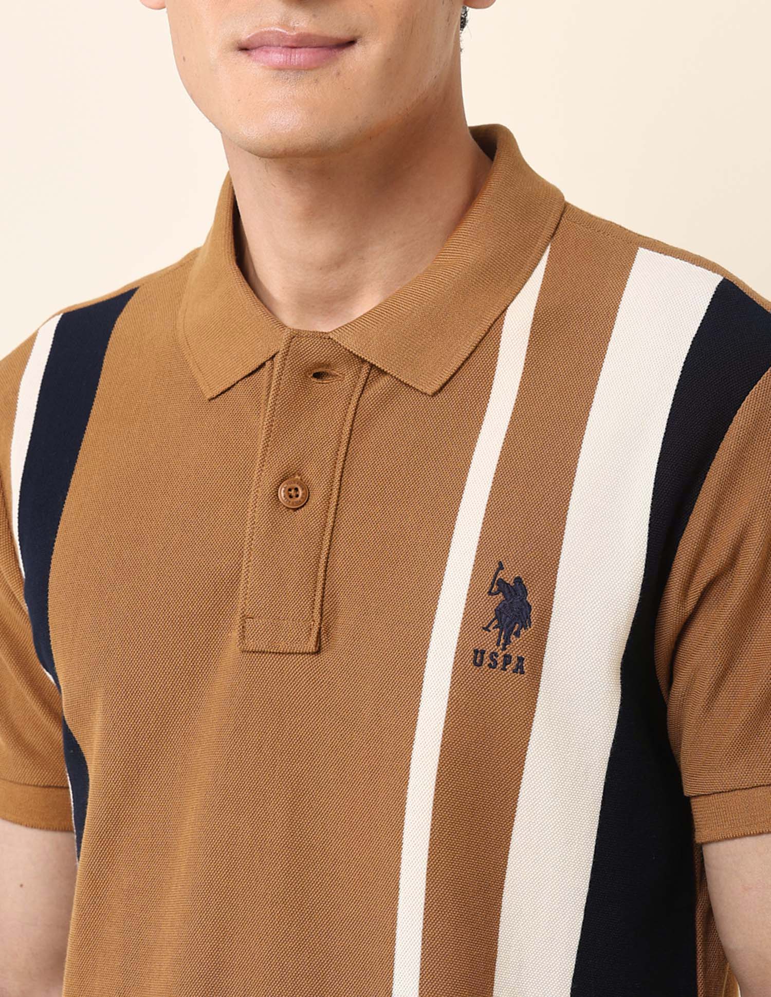 Vertical Striped Classic Polo Shirt Brown - U.S. Polo Assn. India | Large