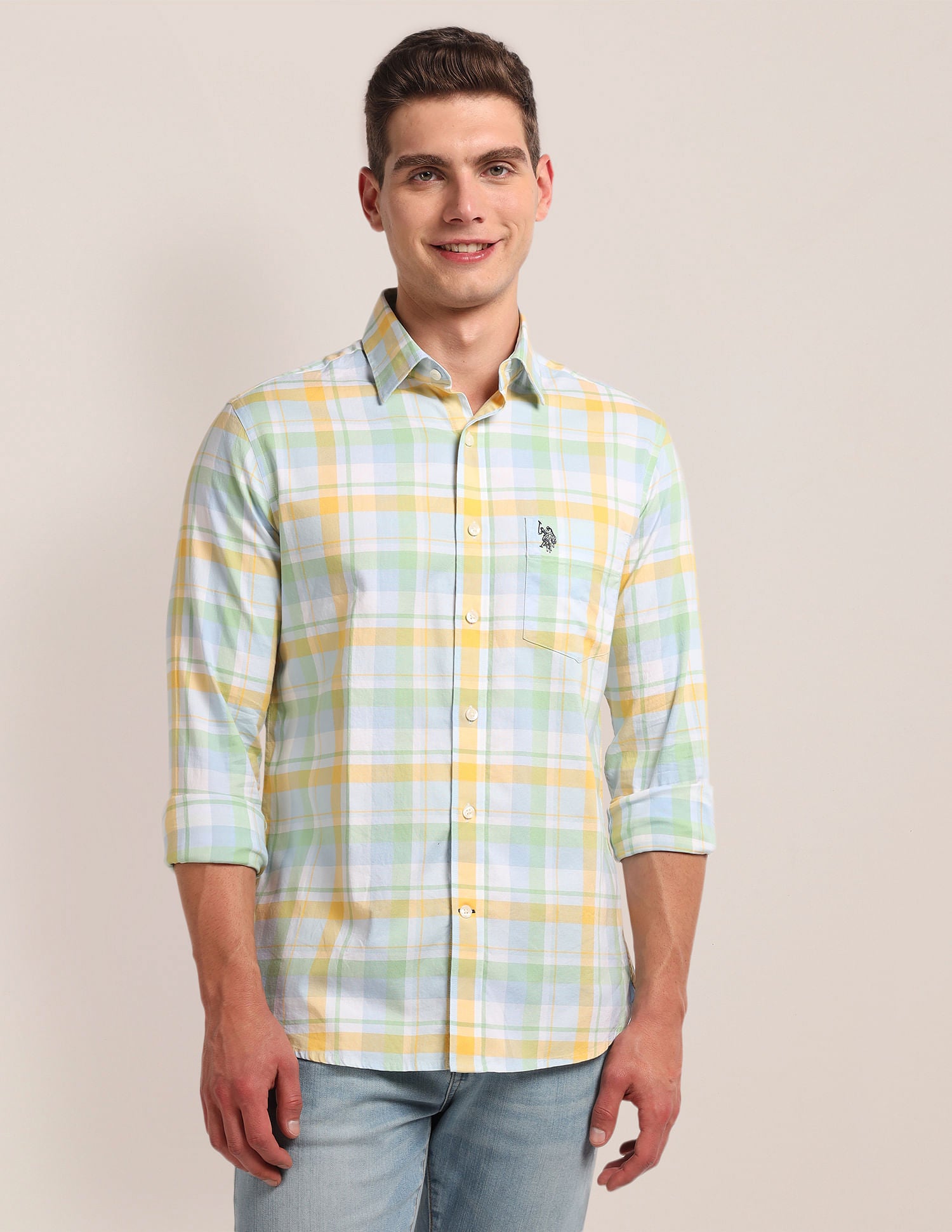 Tartan Check Twill Shirt Yellow - U.S. Polo Assn. India | Large