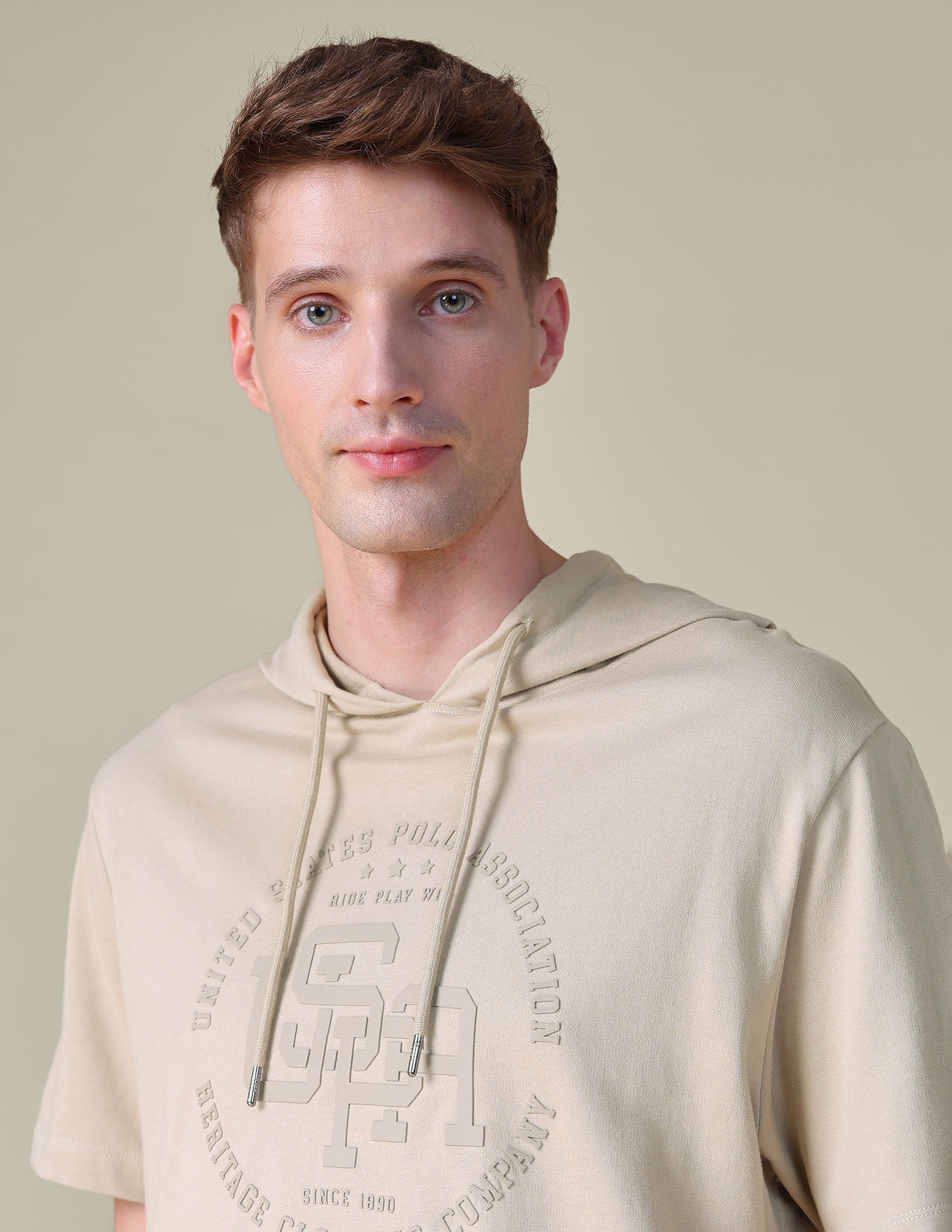 Hooded Relaxed Fit T-Shirt Beige - U.S. POLO ASSN. | Large