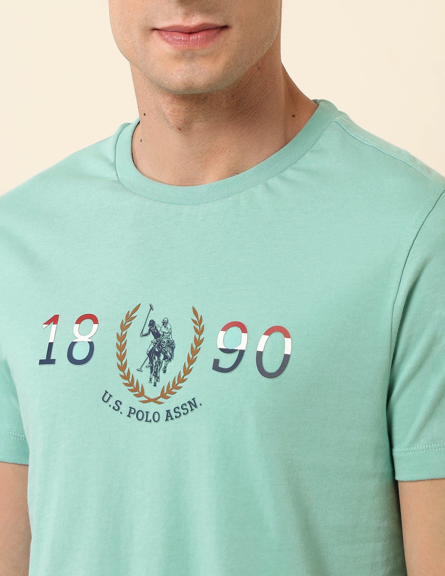 Brand Embossed Slim Fit T- Shirt Aqua - U.S. Polo Assn. India | Large