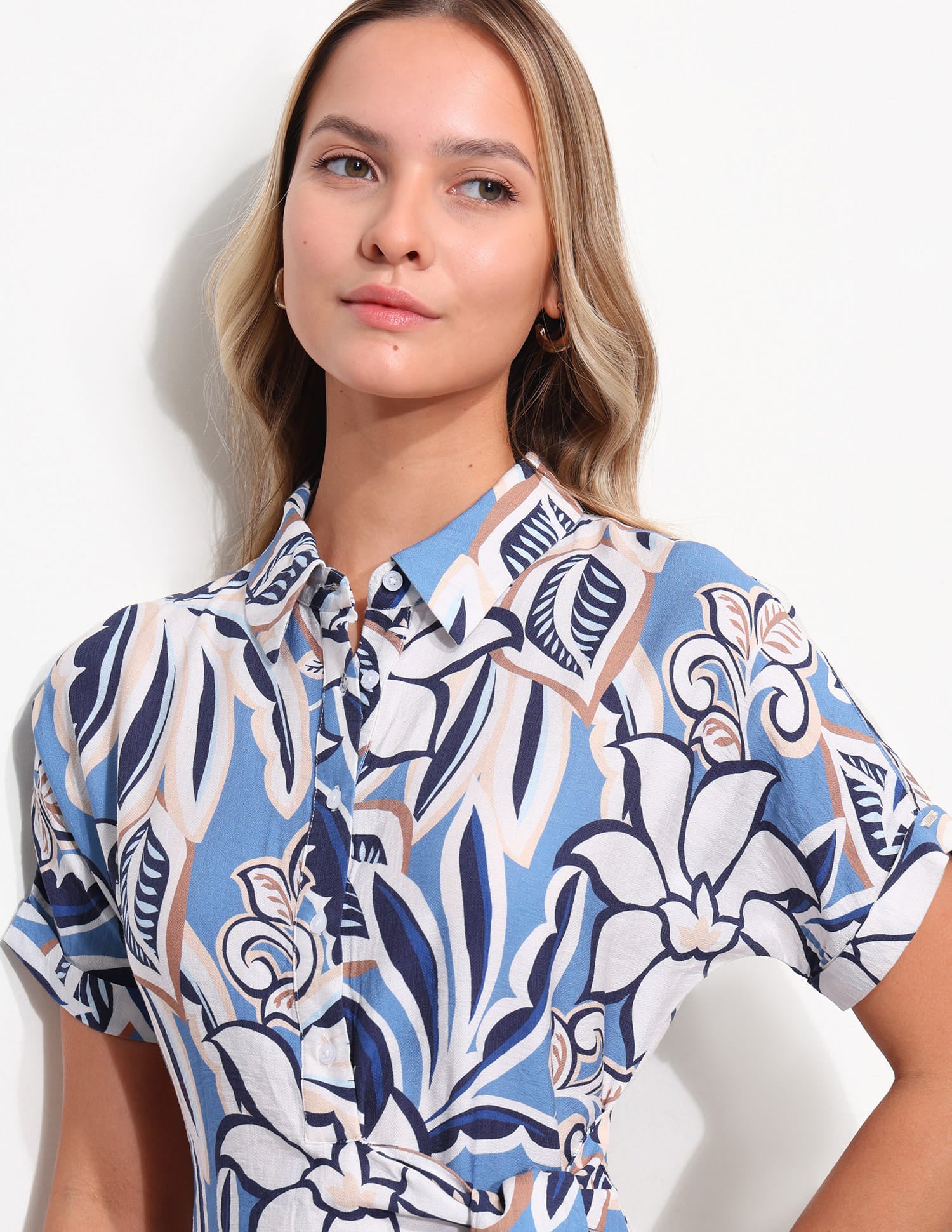 Floral Shirt Dress With Knot Detail Multi-colour - U.S. Polo Assn. India | Large