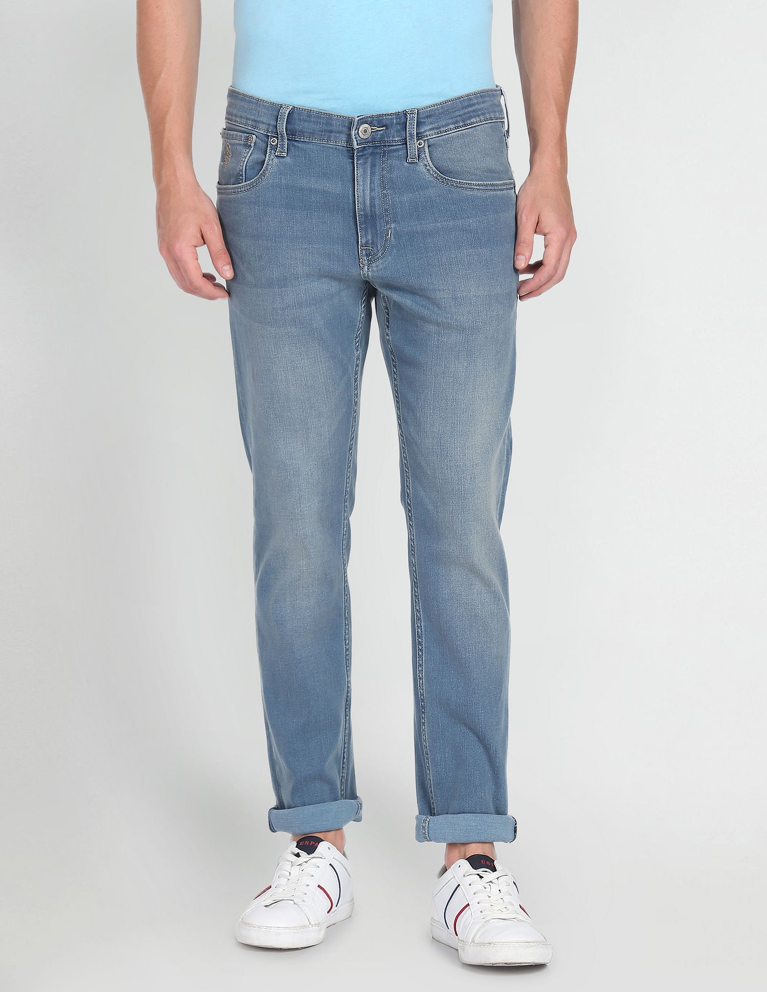 Regallo Skinny Fit Stone Wash Jeans Blue - U.S. Polo Assn. India | Large