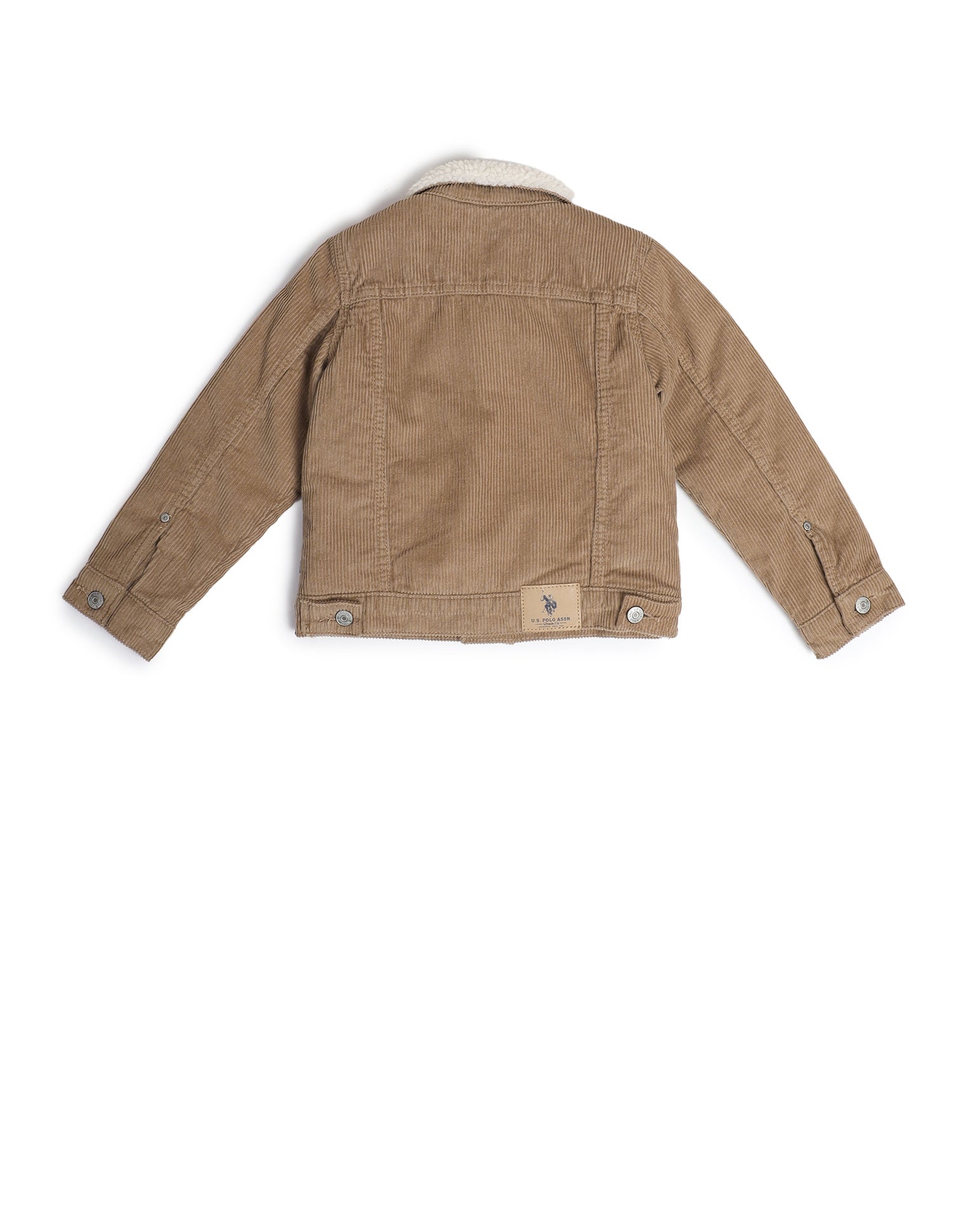 Boys Textured Cotton Regular Fit Jacket Beige - U.S. POLO ASSN. | Large