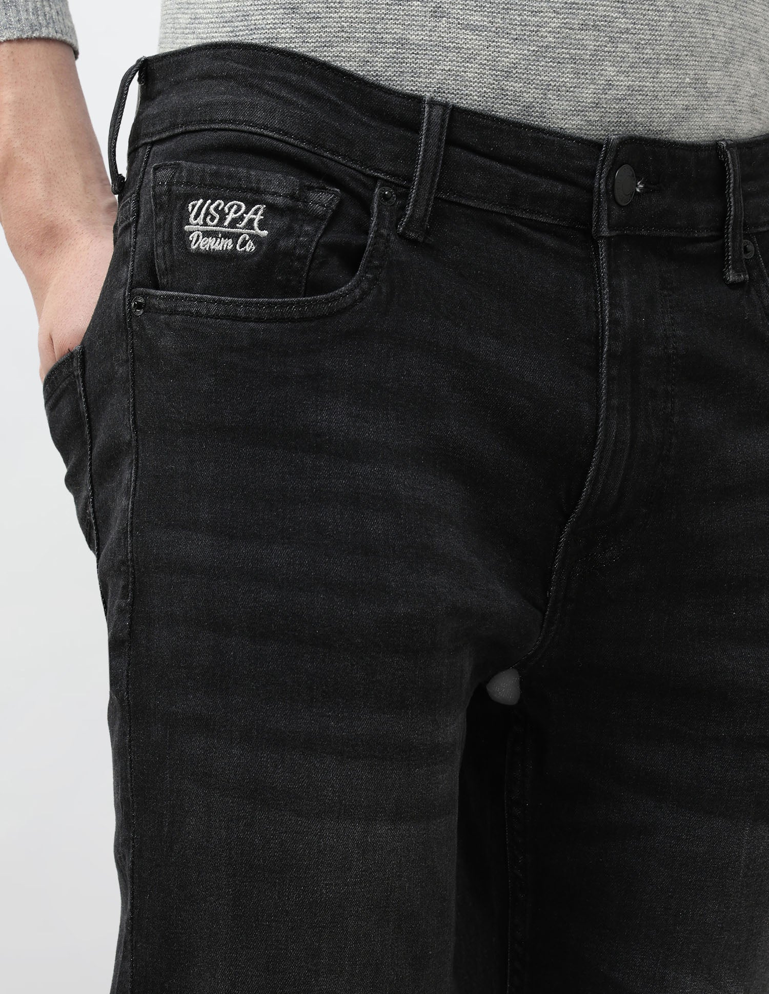 Harold Slim Straight Fit Black Jeans Black - U.S. POLO ASSN. | Large