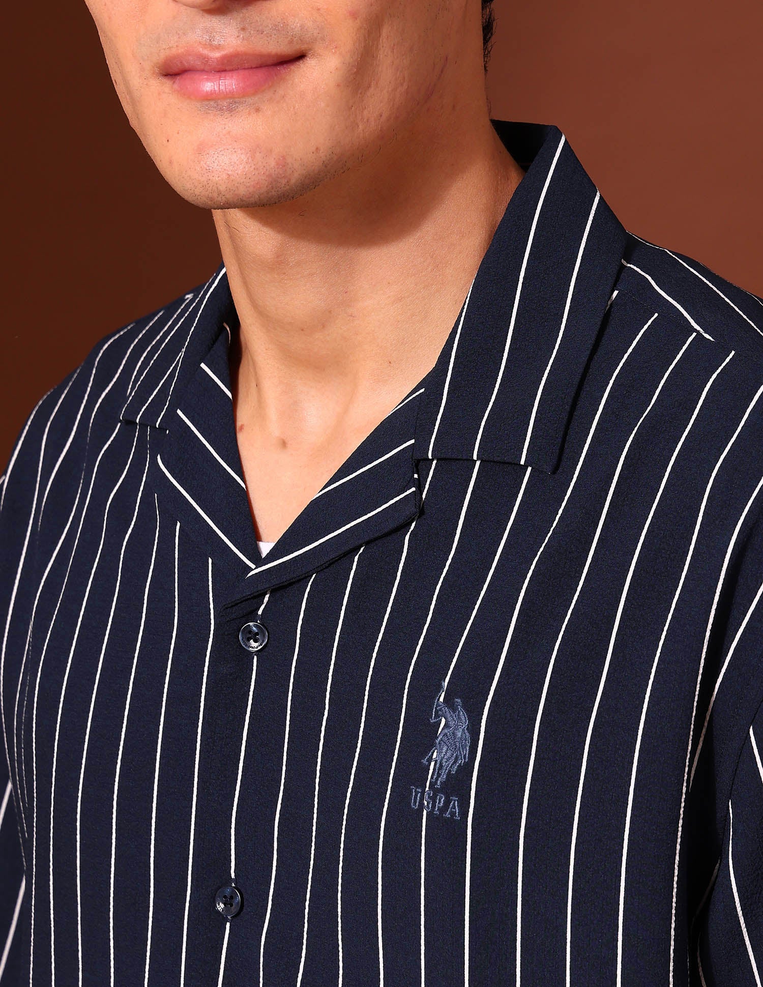 Vertical Striped Tailored Fit Shirt Navy - U.S. Polo Assn. India | Large
