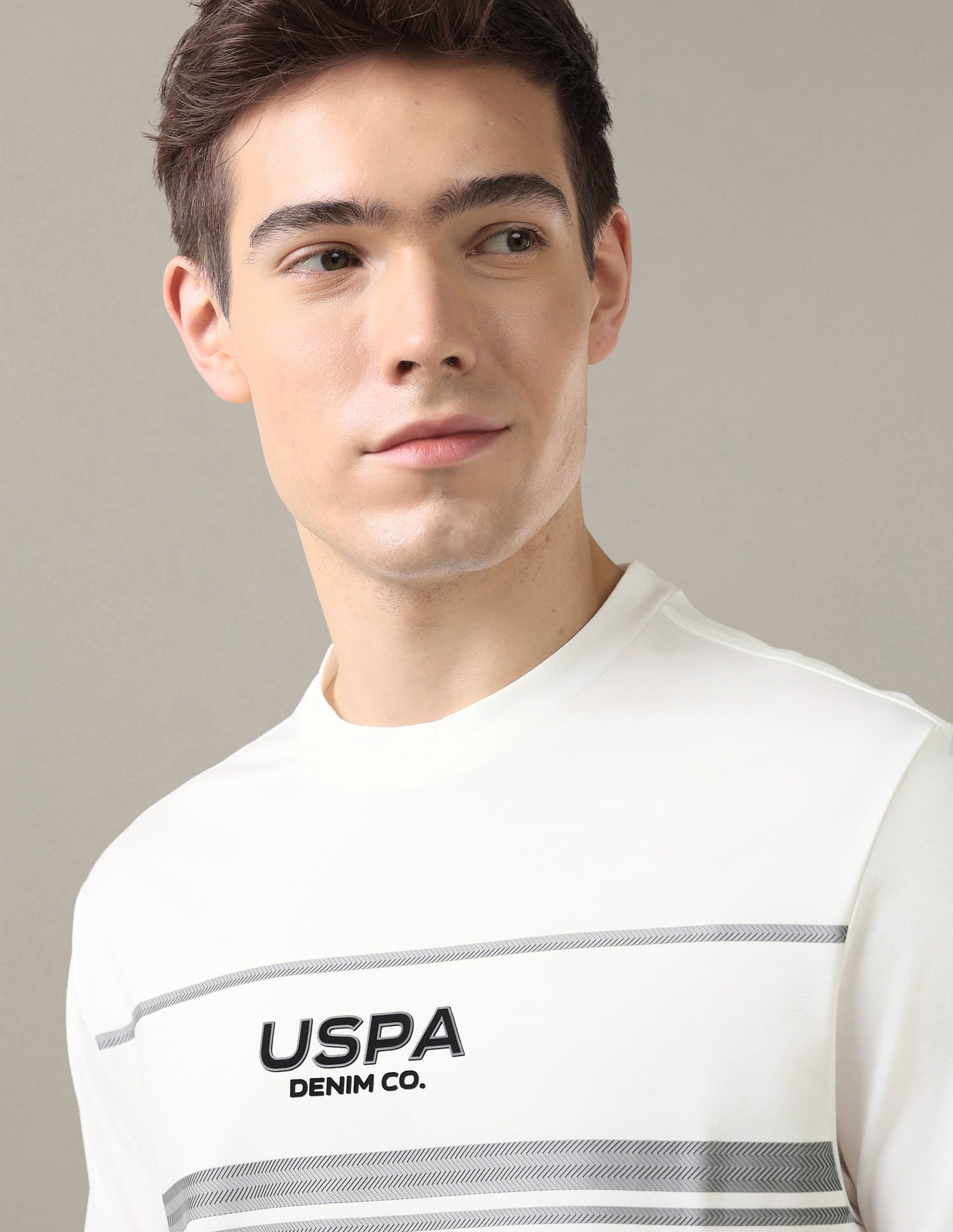 Brand Printed Slim Fit T-Shirt White - U.S. Polo Assn. India | Large