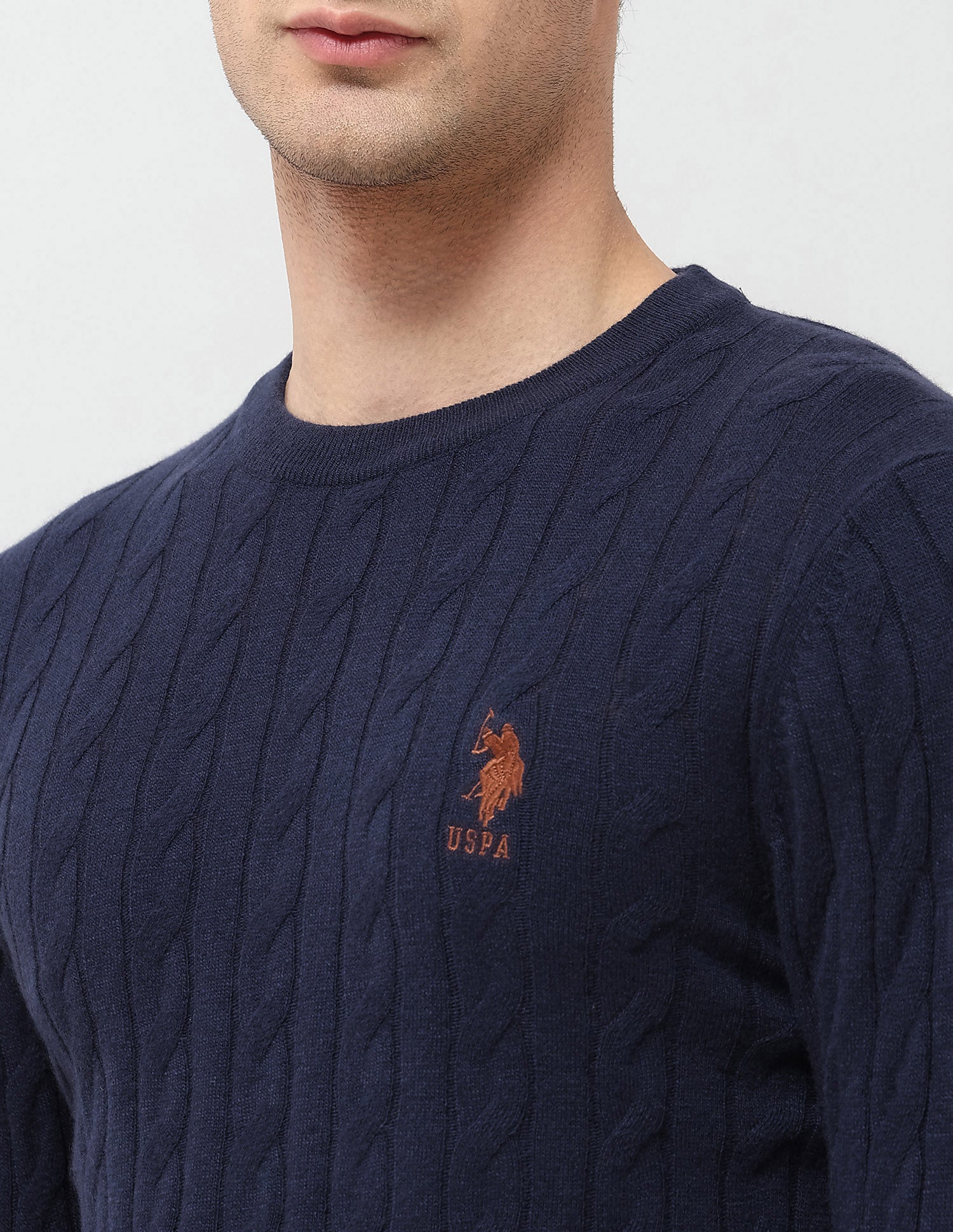 Patterned Knit Regular Fit Sweater Navy - U.S. POLO ASSN. | Large