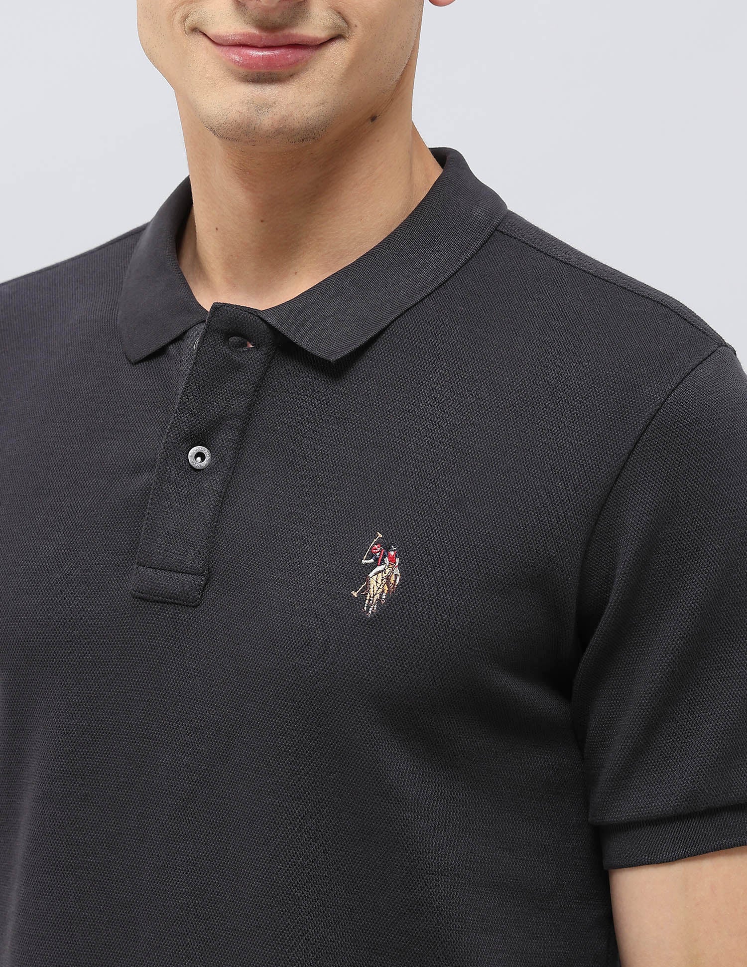Solid Slim Fit Polo Shirt Dark Grey - U.S. POLO ASSN. | Large