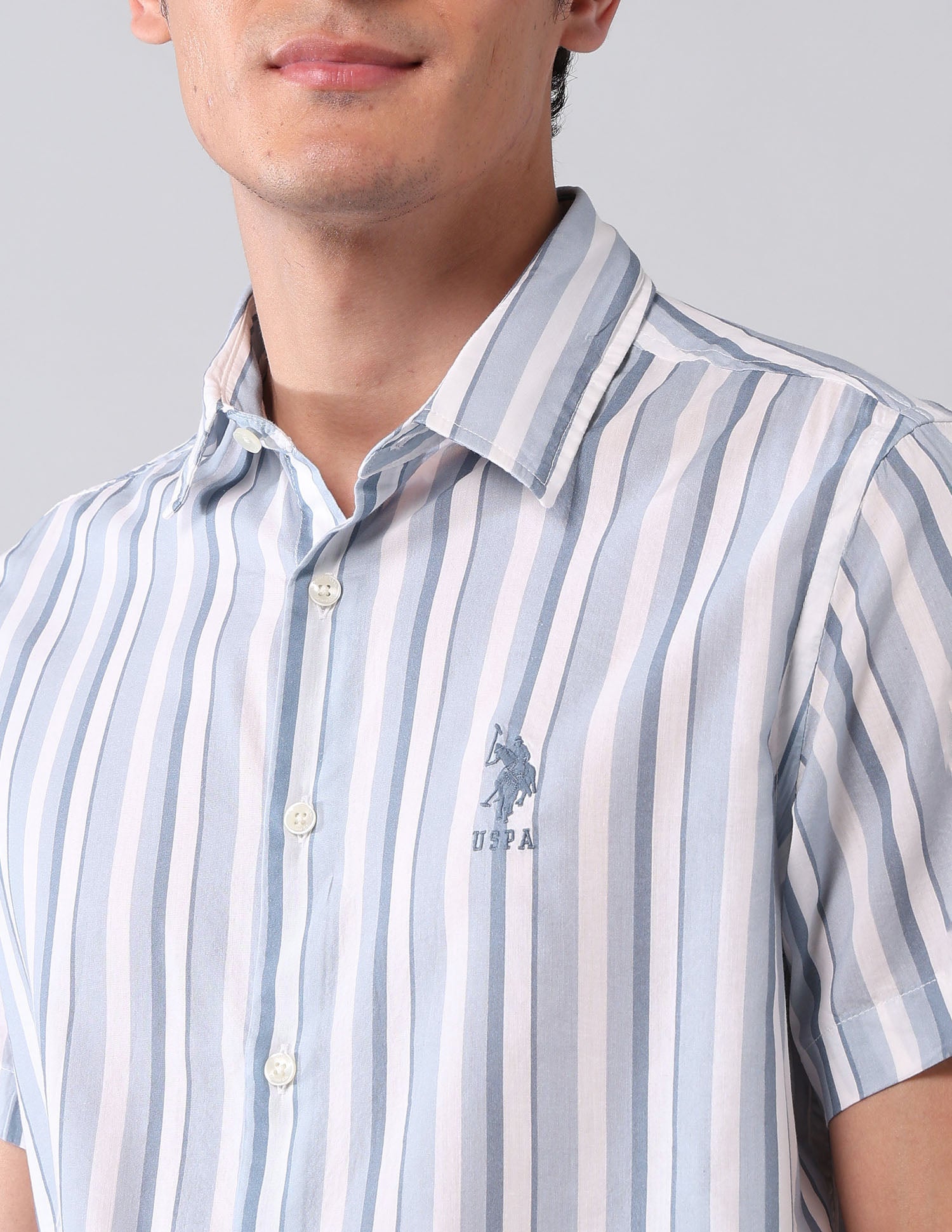 Vertical Striped Regular Fit Shirt Blue - U.S. Polo Assn. India | Large