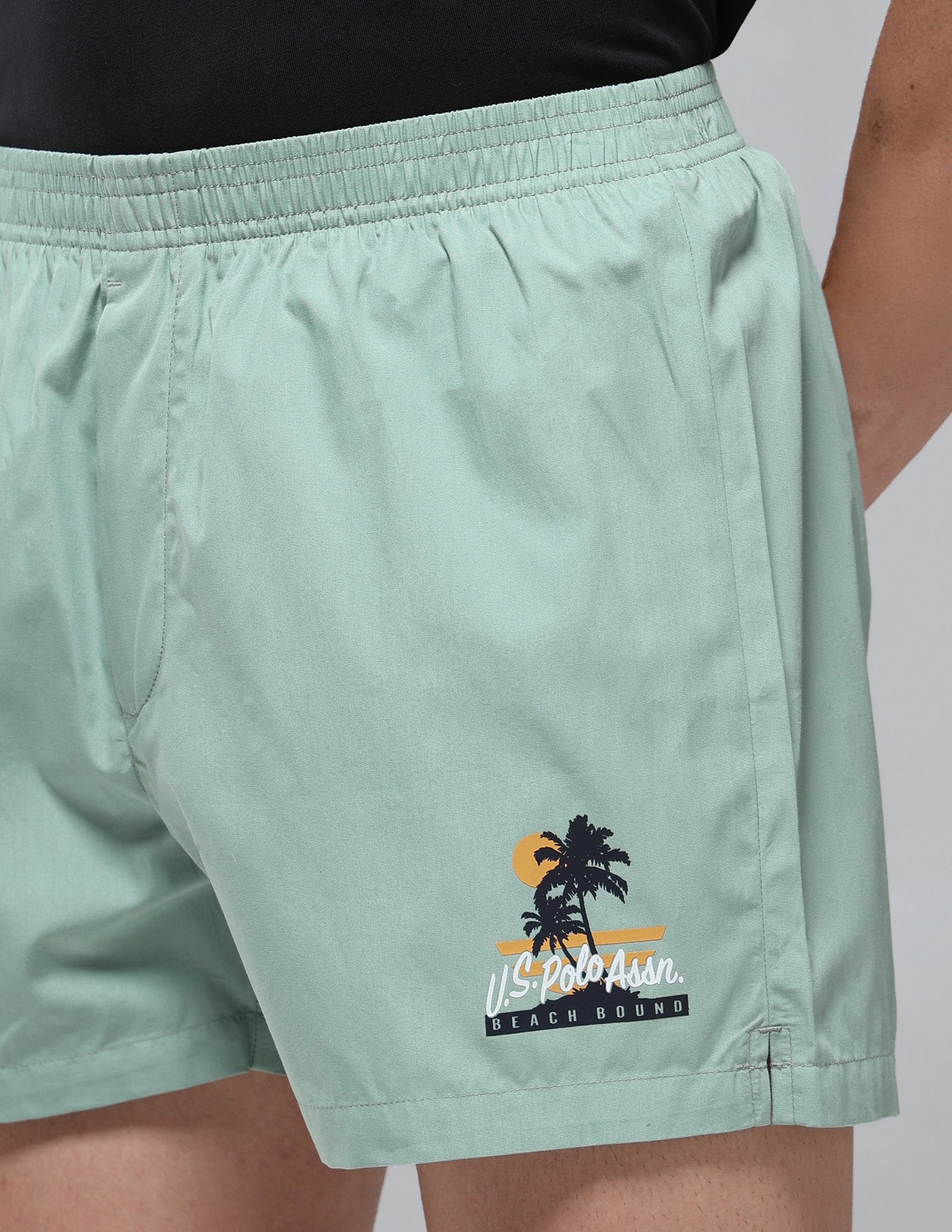 Pure Cotton Mid Rise OEX14 Boxers - Pack Of 1 Granite Green - U.S. Polo Assn. India | Large