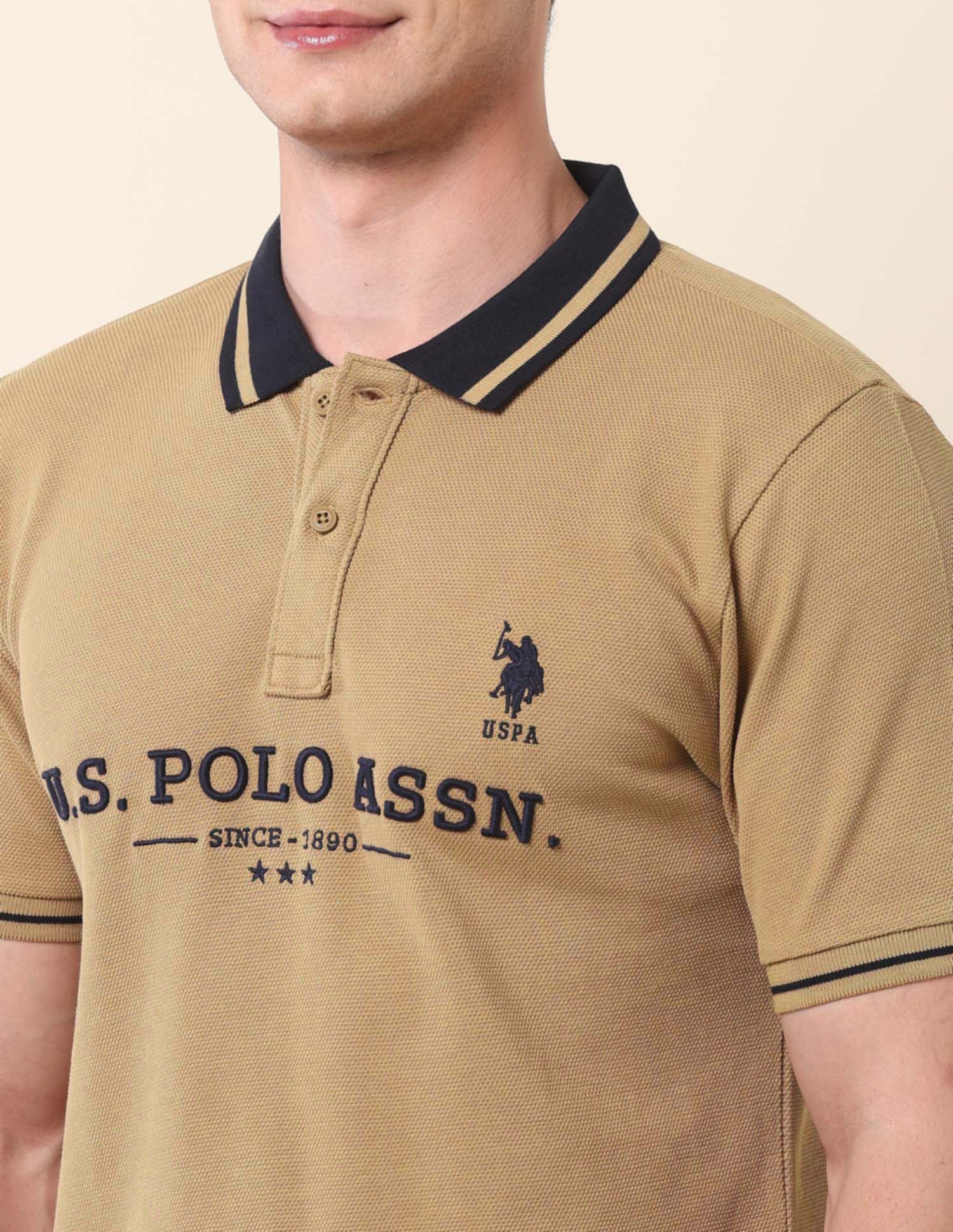Brand Embroidered Gold Cup Polo Shirt Brown - U.S. Polo Assn. India | Large
