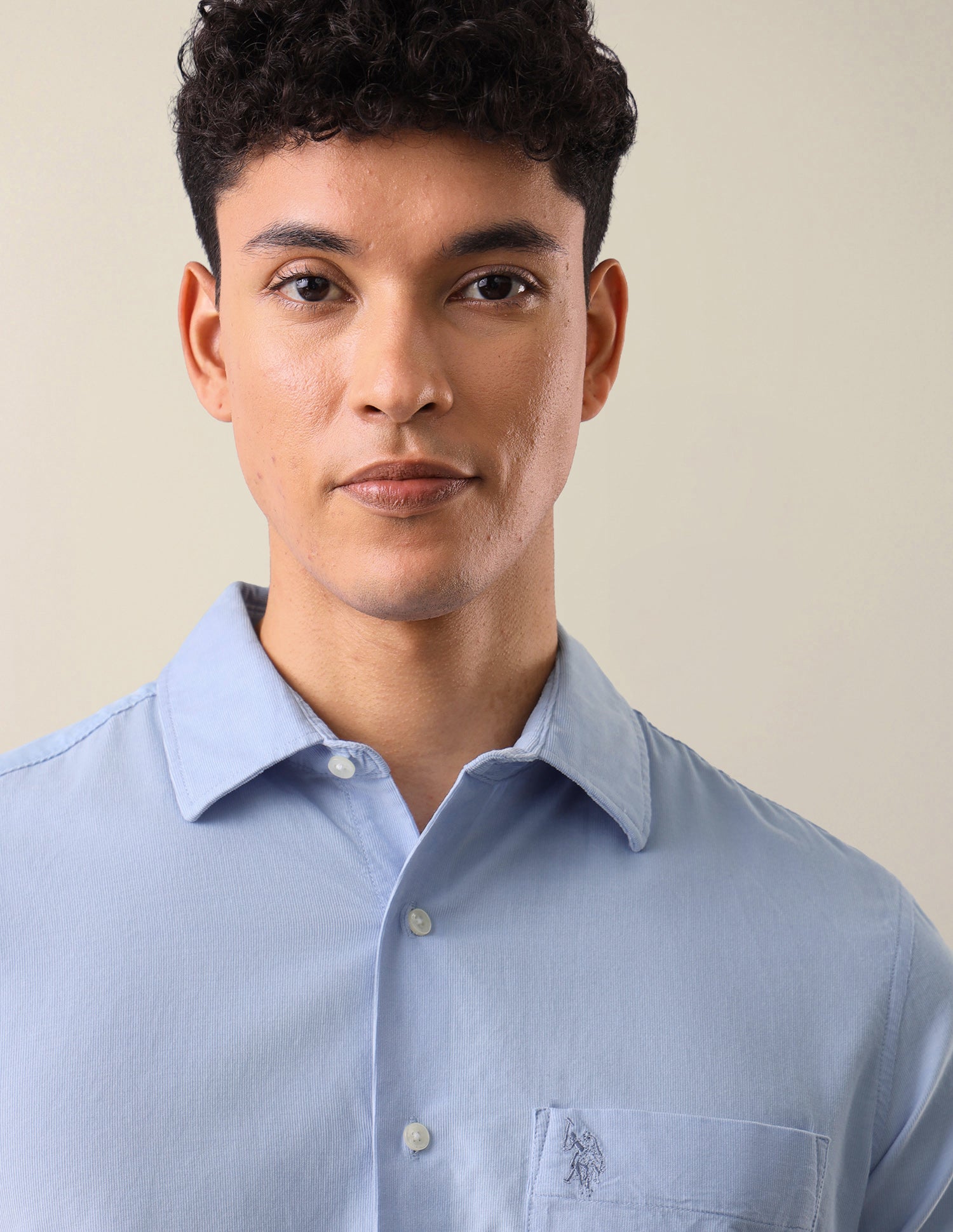 Corduroy Solid Shirt Light Blue - U.S. Polo Assn. India | Large