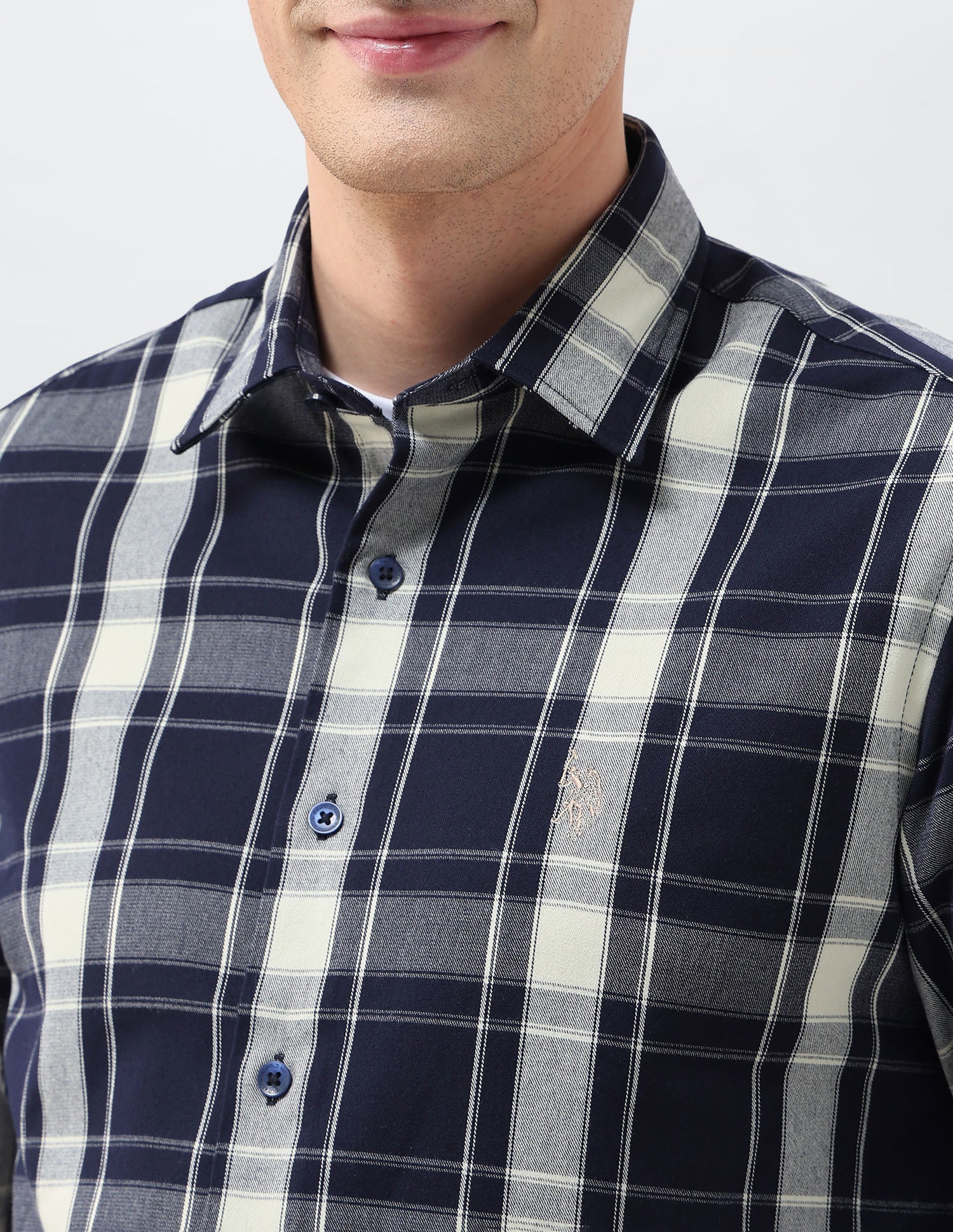 Tartan Checked Tailored Fit Shirt Navy - U.S. Polo Assn. India | Large