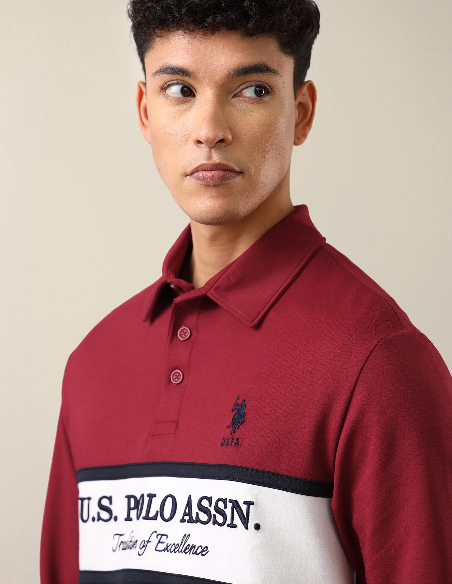 Brand Embroidered Slim Fit Sweatshirt Red - U.S. Polo Assn. India | Large