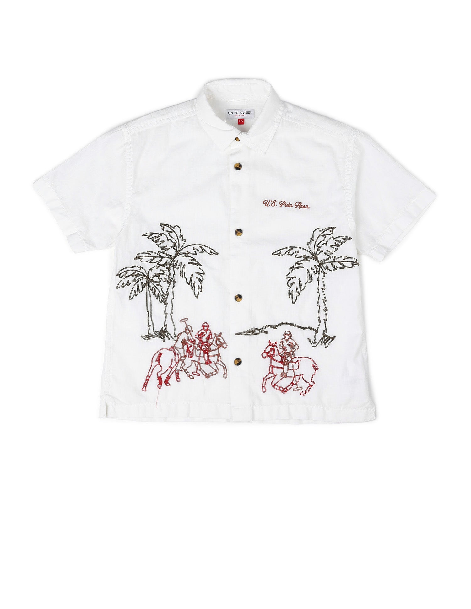Boys Embroidered Pure Cotton Shirt White - U.S. POLO ASSN. | Large