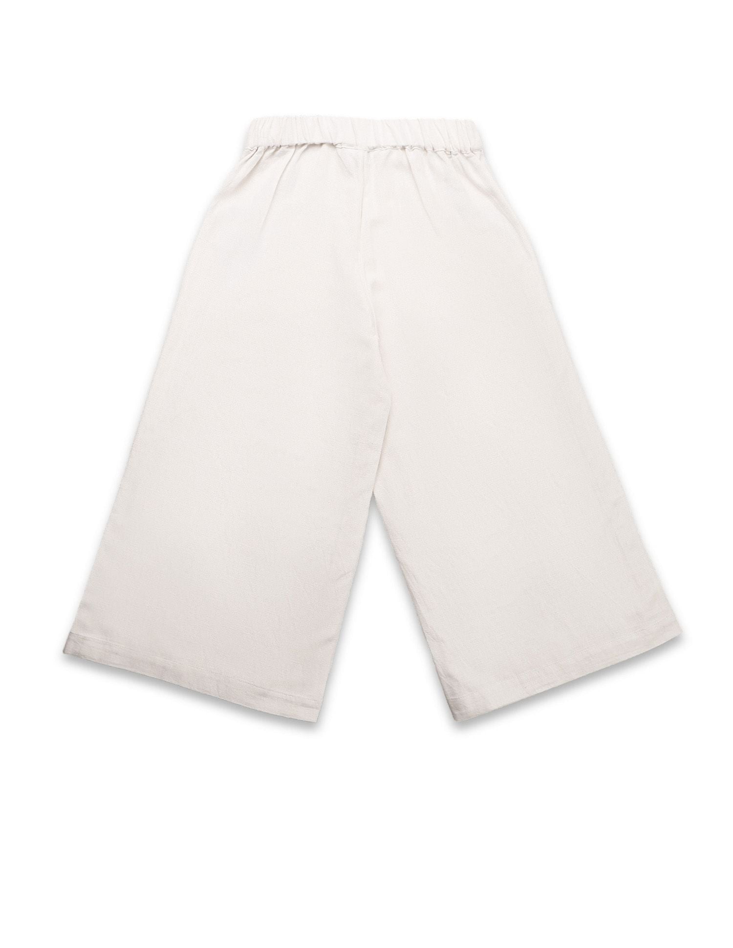 Girls Wide Leg Embroidered Trousers Ecru - U.S. POLO ASSN. | Large