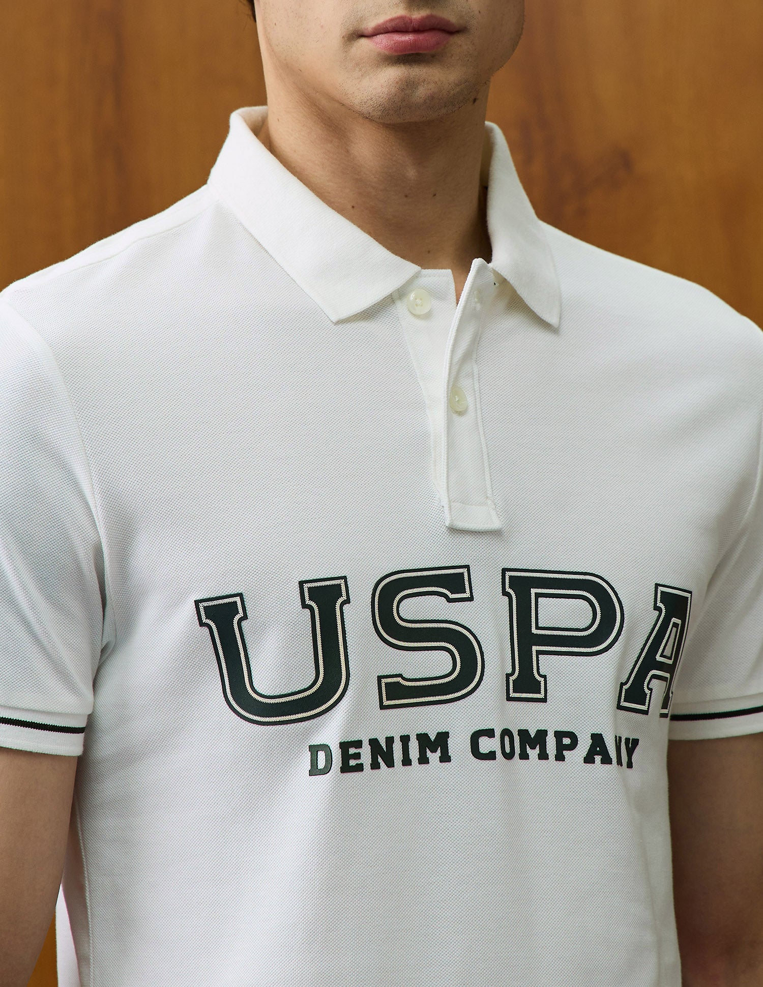 Brand Printed Varsity Theatre Polo Shirt Ivory - U.S. POLO ASSN. | Large