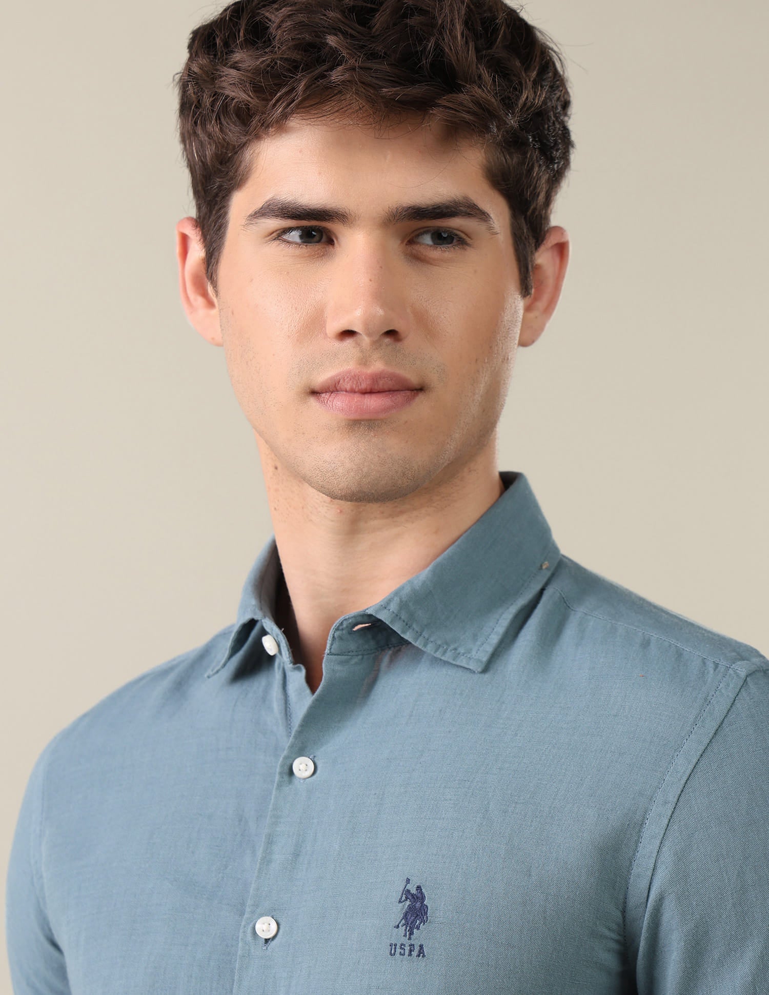 Solid Regular Fit Shirt Green - U.S. Polo Assn. India | Large