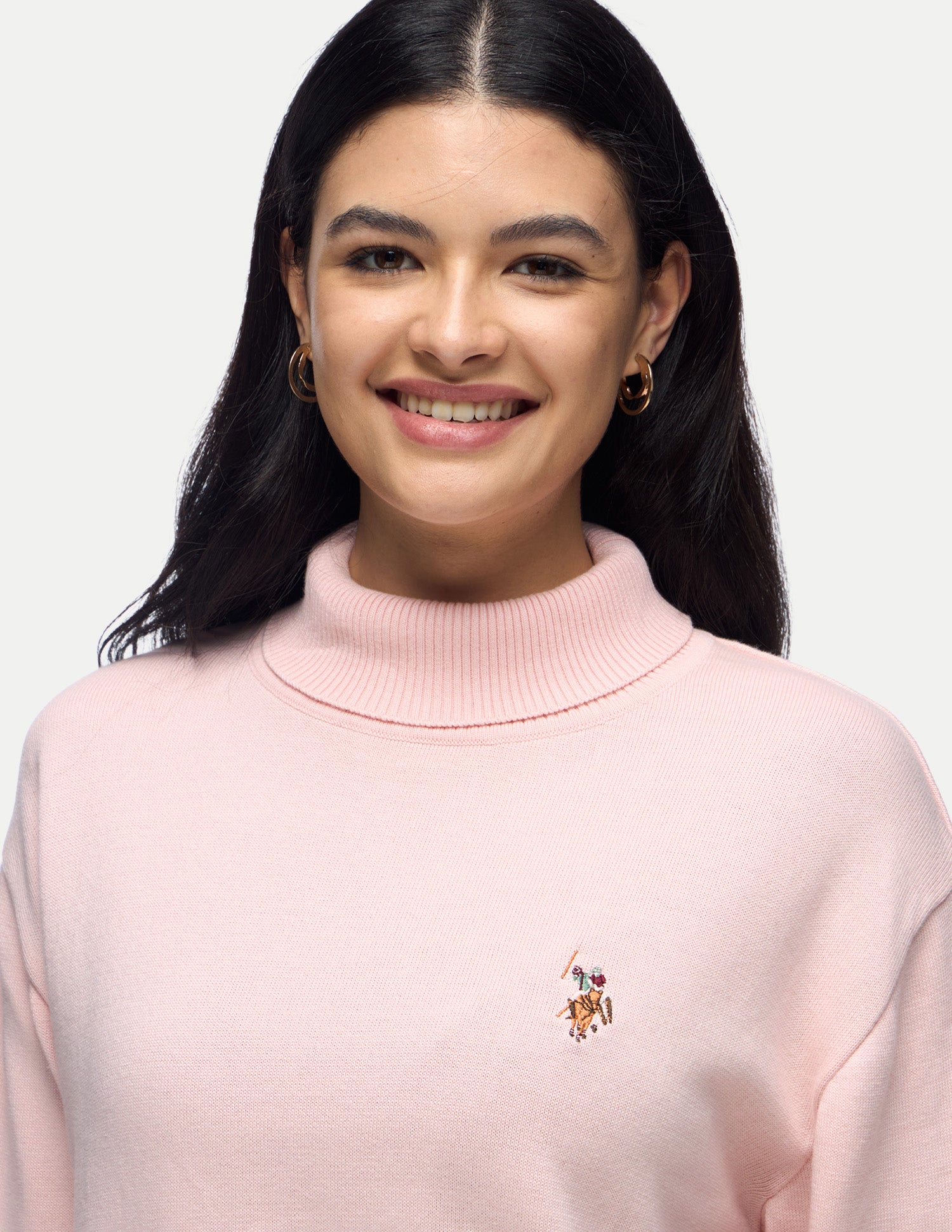Solid Regular Fit Sweater Light Pink - U.S. Polo Assn. India | Large